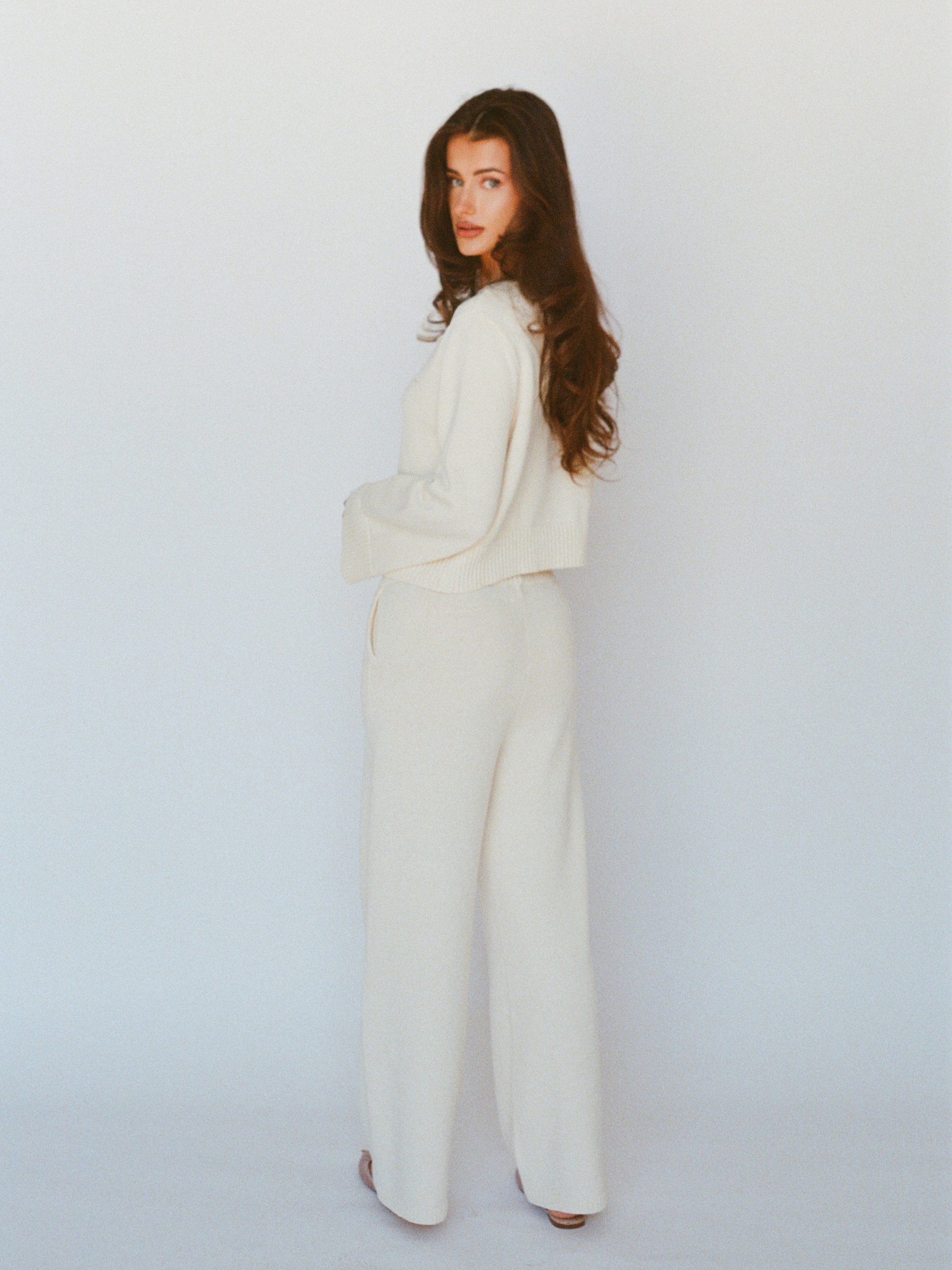organic cotton cashmere wide pant - butter yellow