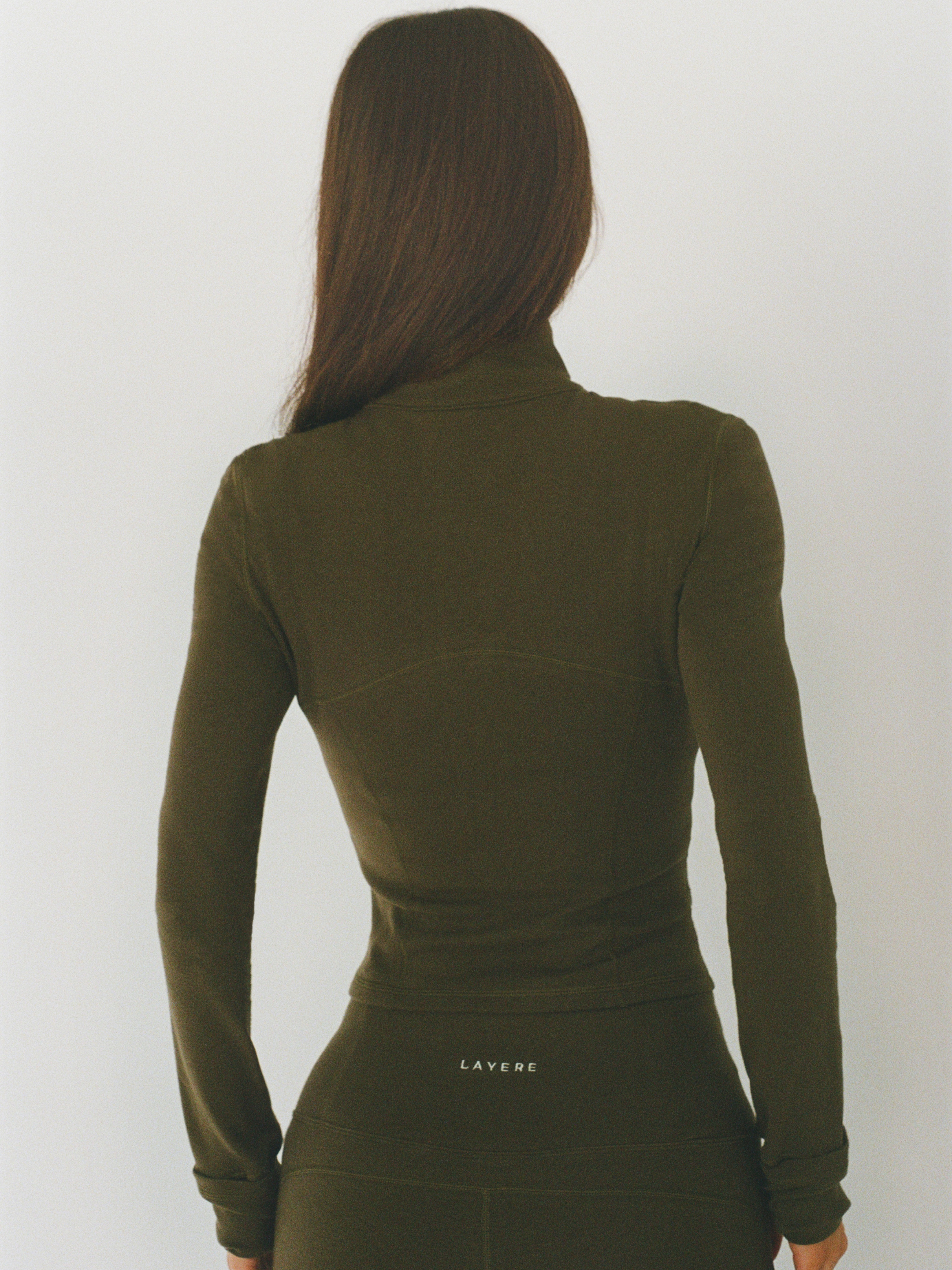 organic cotton zip jacket - olive green