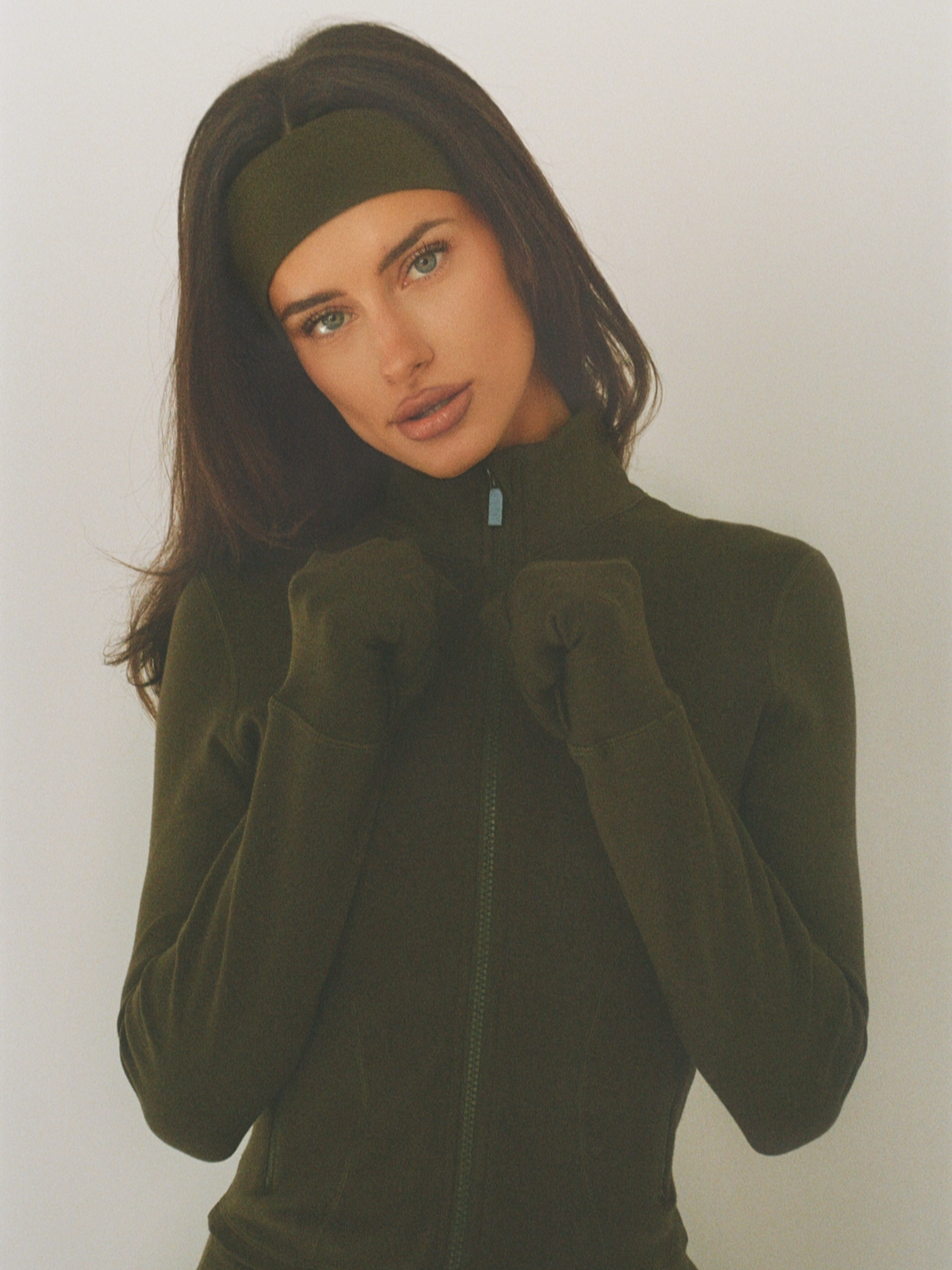 organic cotton zip jacket - olive green