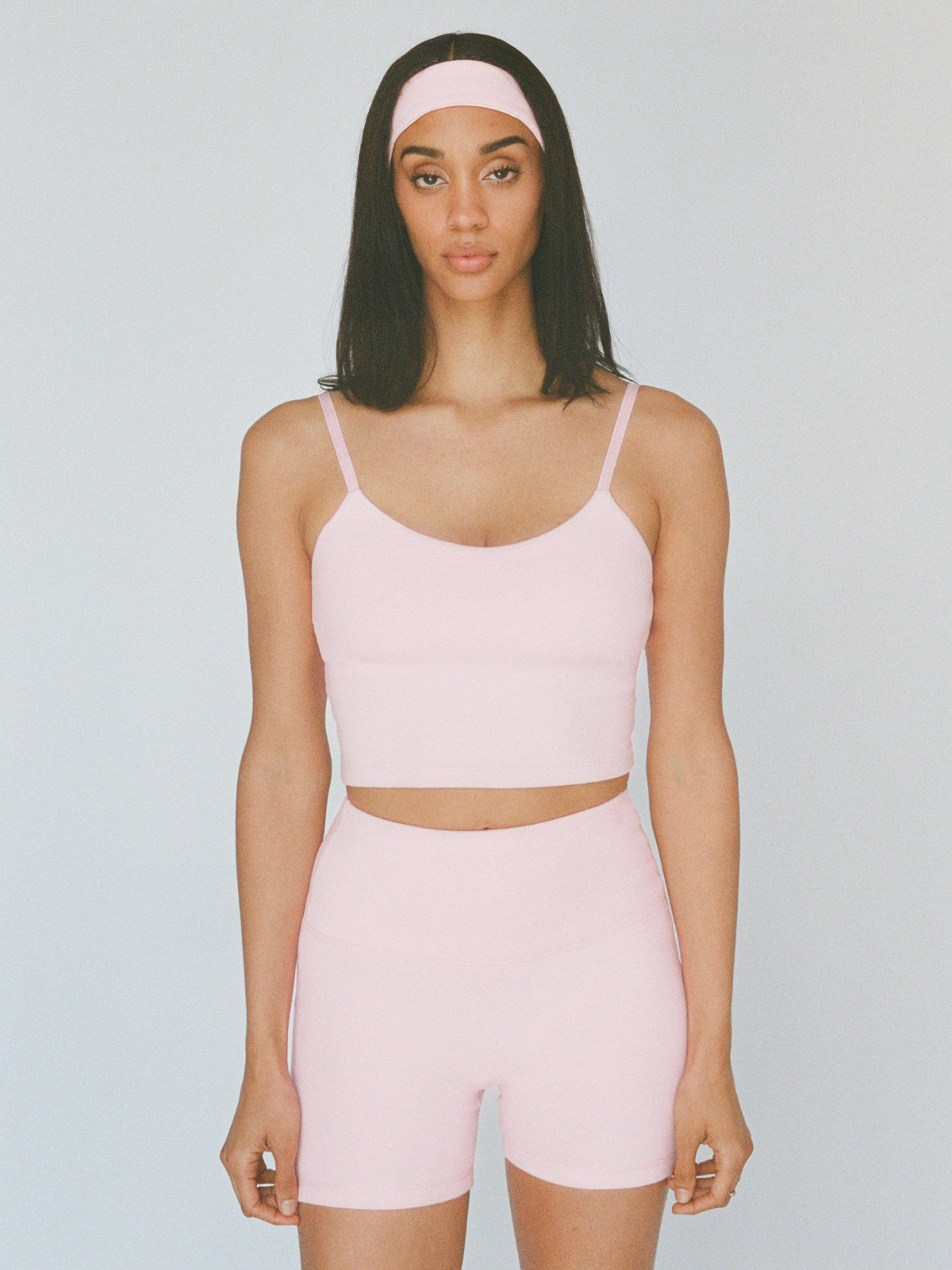 organic cotton high-rise 4" shorts - ballerina pink