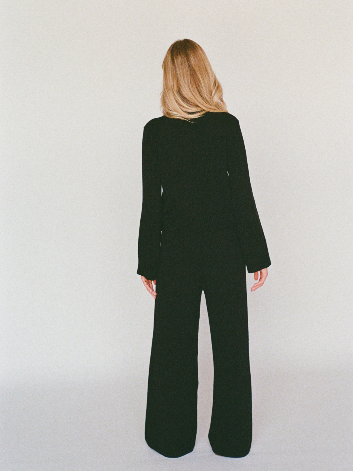 organic cotton cashmere wide pant - black