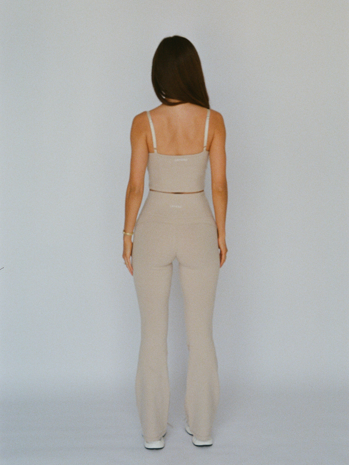 organic cotton flare leggings - oat