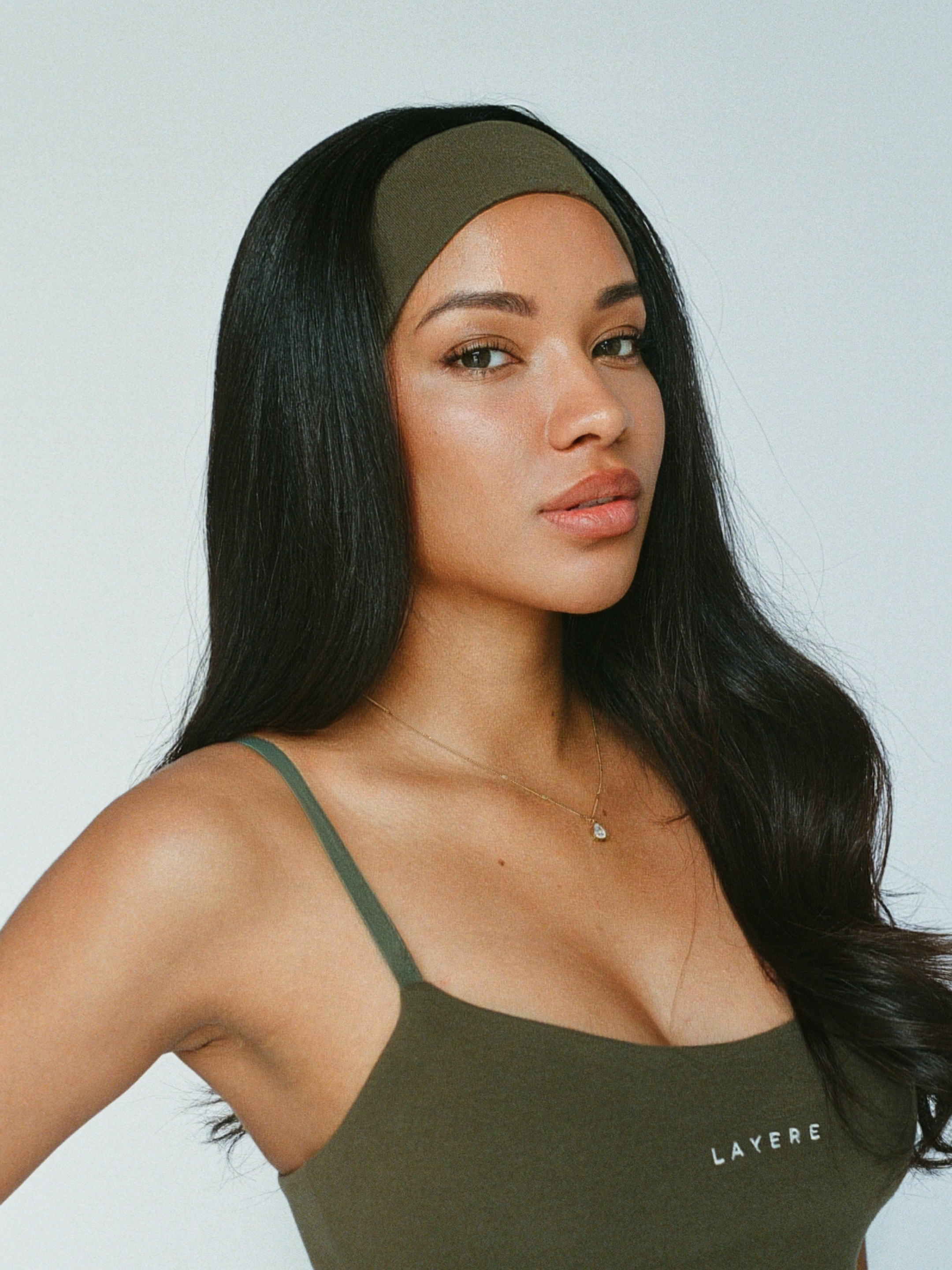 organic cotton headband - olive green