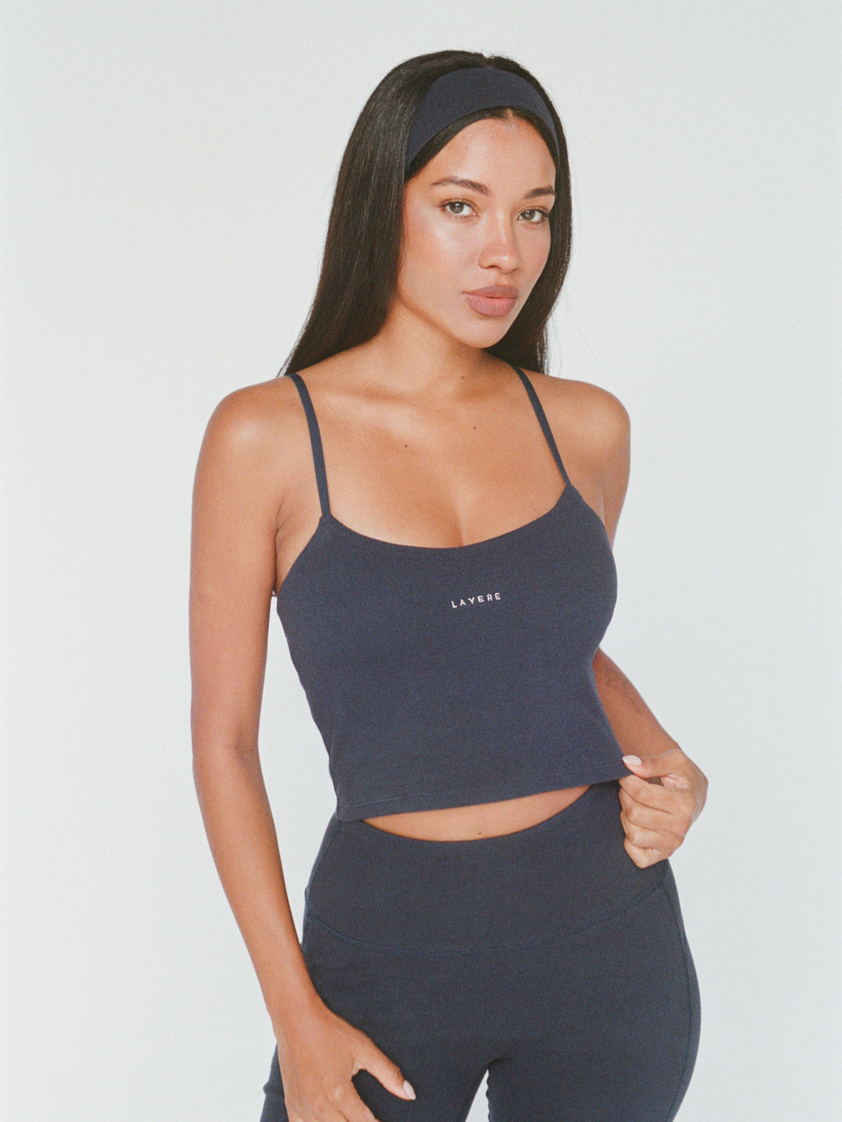 organic cotton sports bra - navy blue
