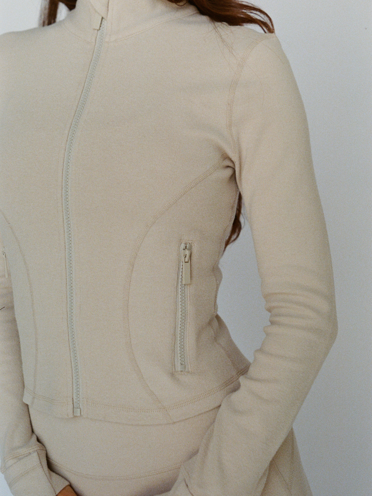 organic cotton zip jacket - oat