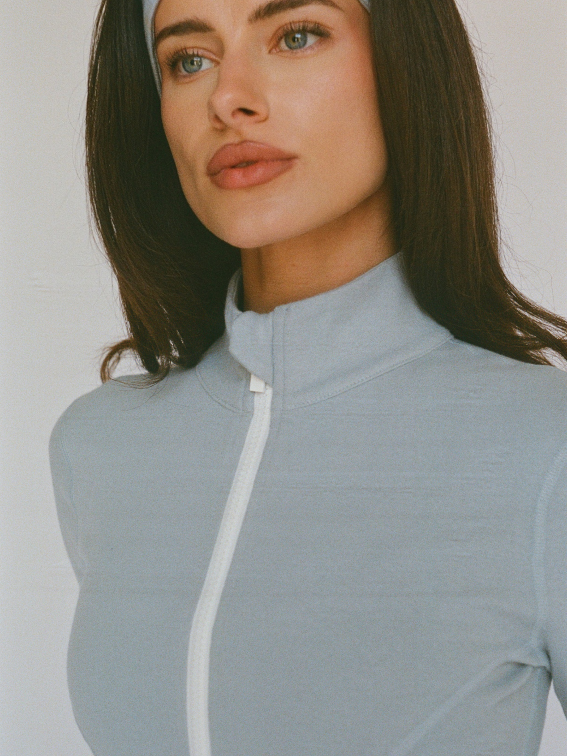 organic cotton zip jacket - powder blue