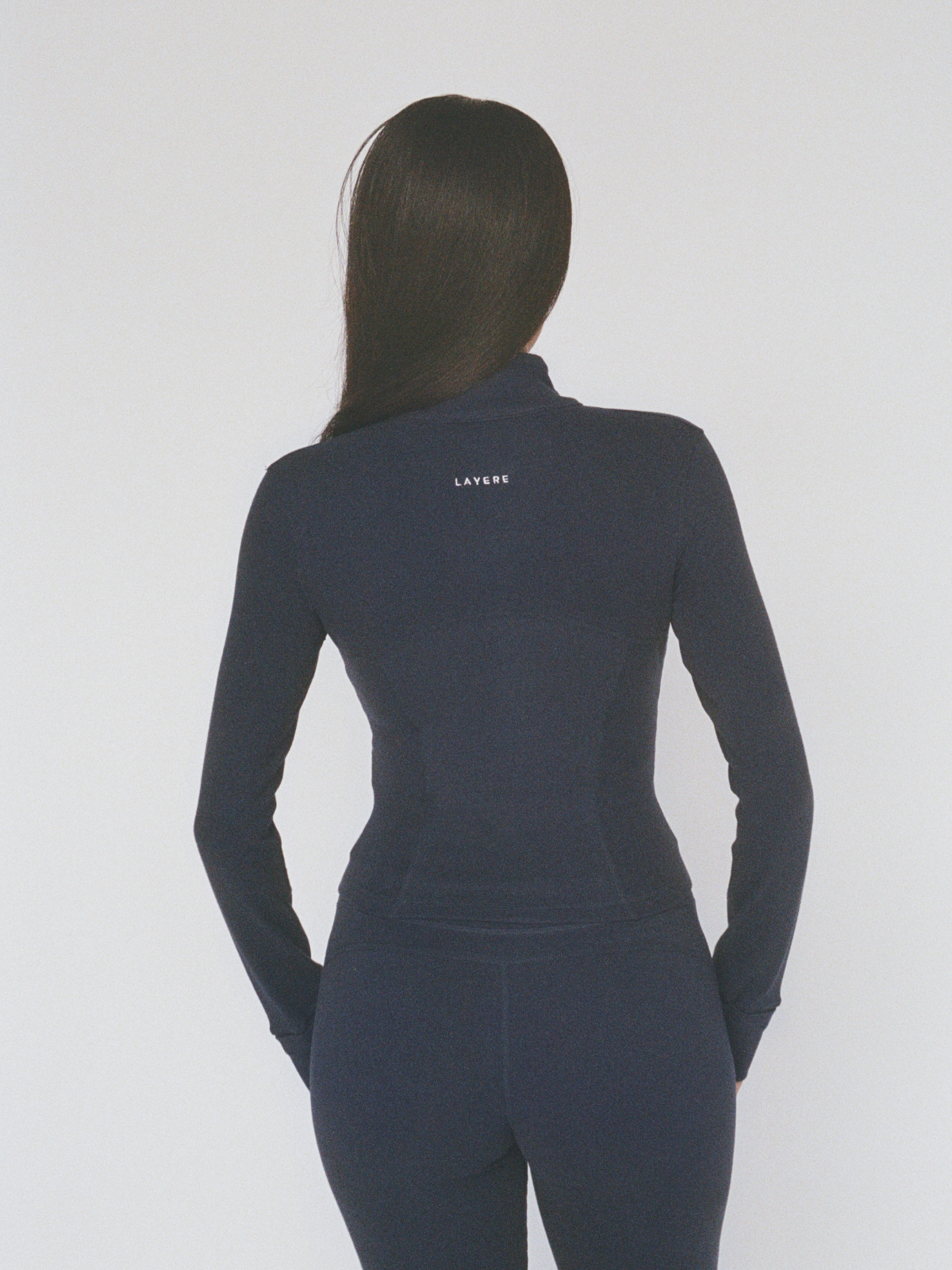 organic cotton zip jacket - navy blue