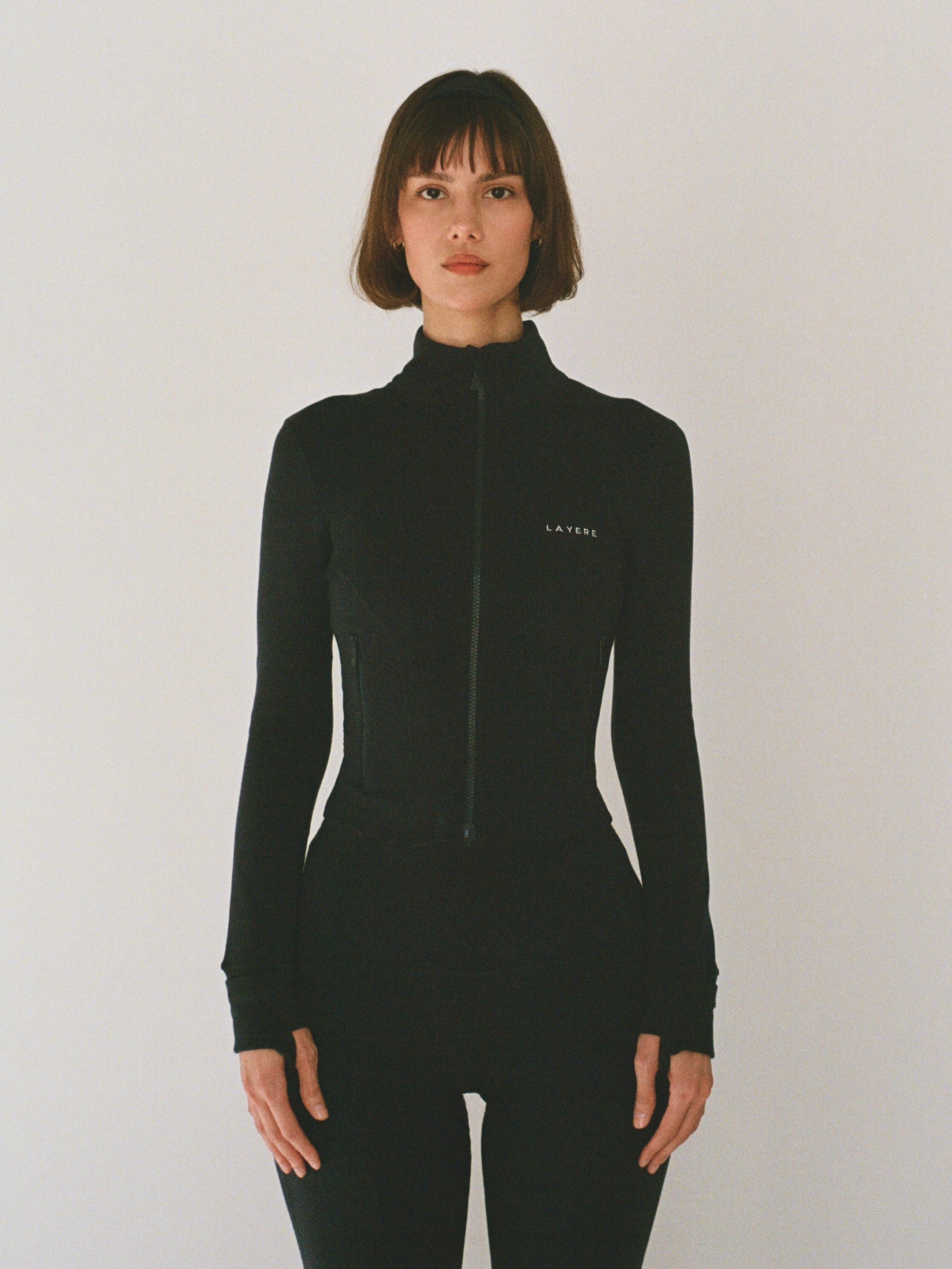 organic cotton zip jacket - black