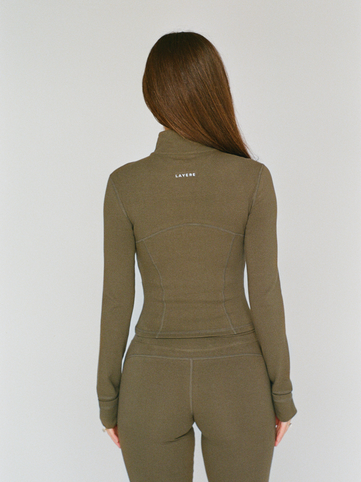 organic cotton zip jacket - olive green