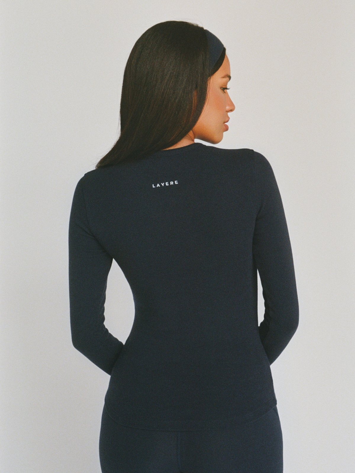 organic cotton long sleeve top – navy blue