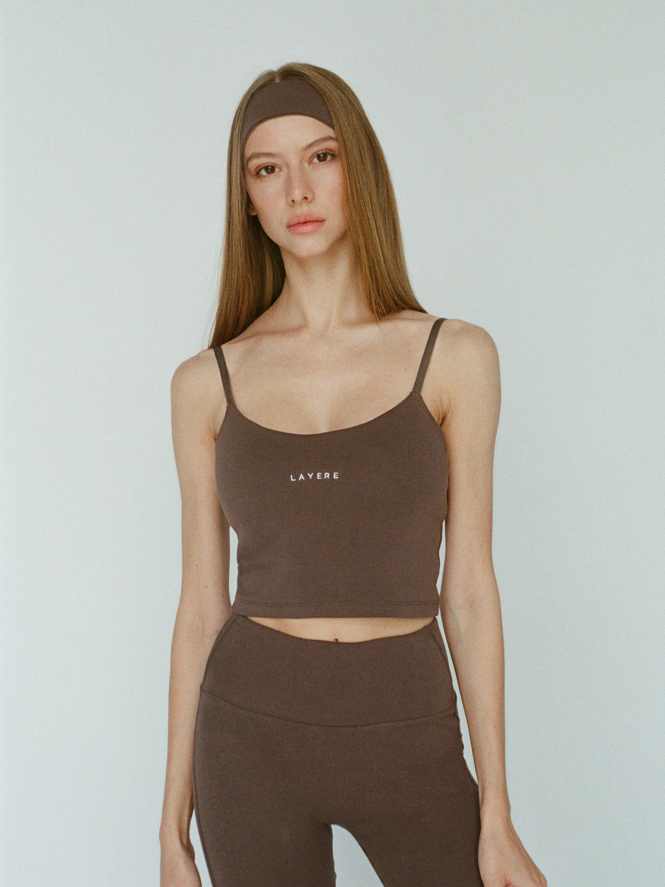 organic cotton sports bra - espresso brown