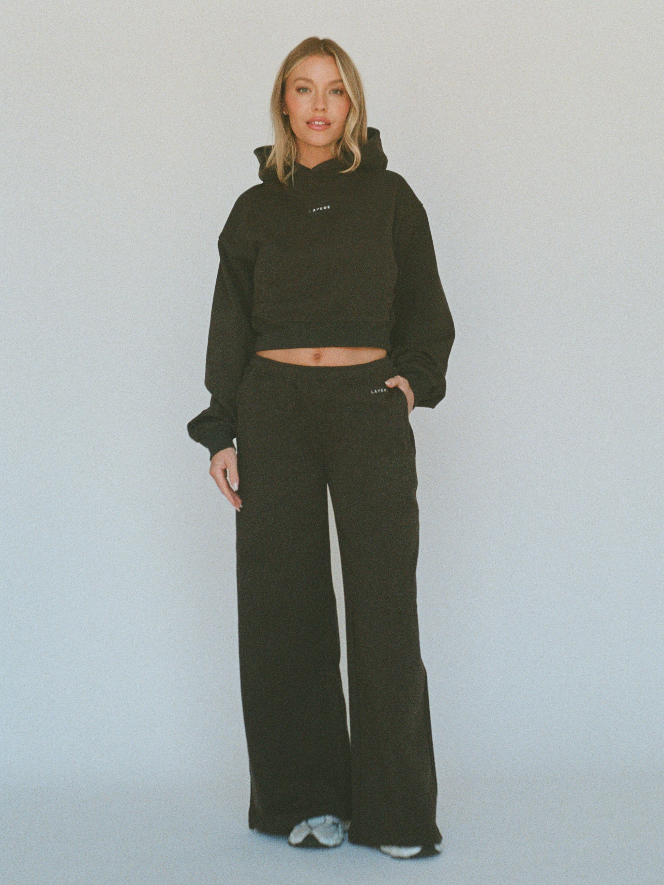 100% organic cotton wide pant - charcoal