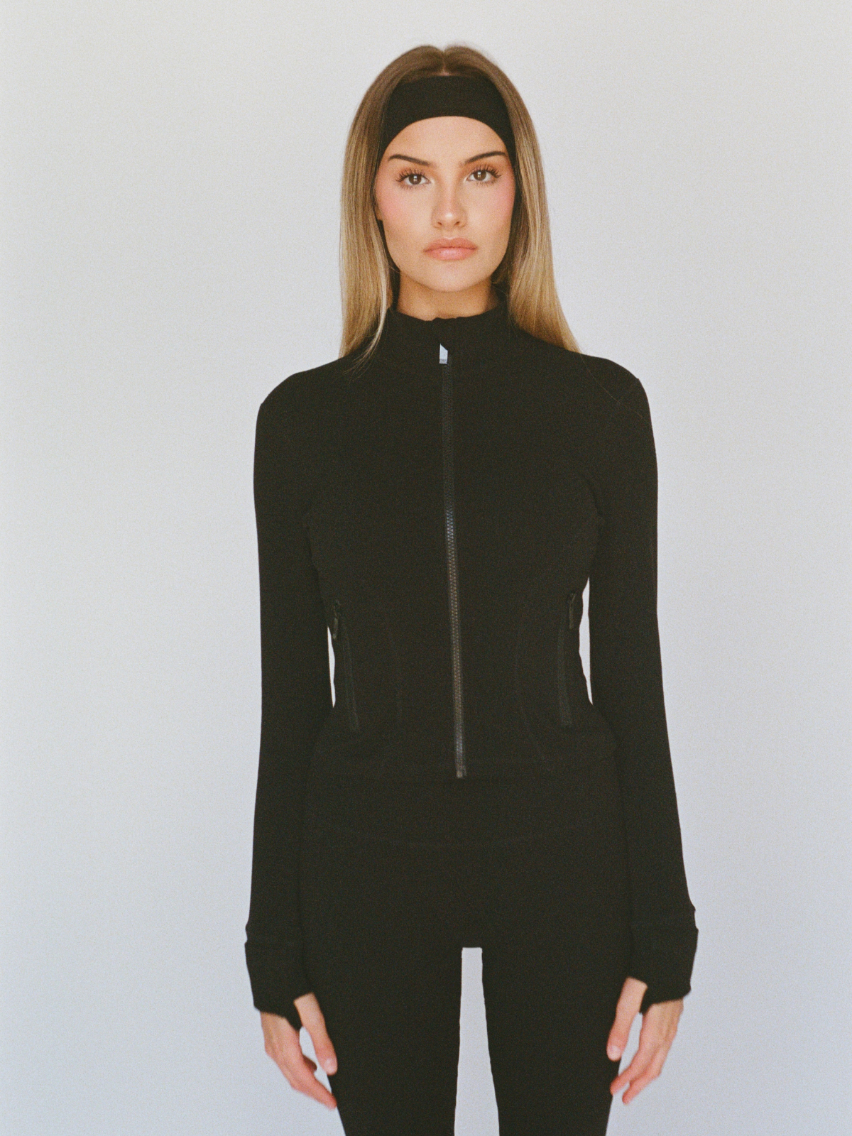 organic cotton zip jacket - black
