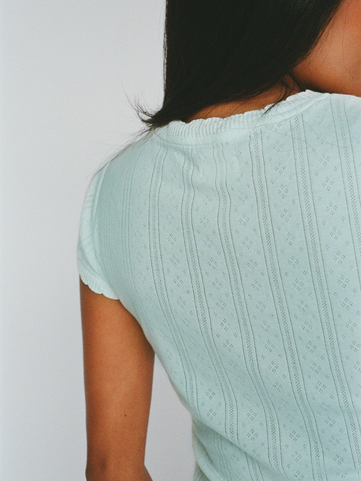 100% organic cotton pointelle tee - pistachio cream