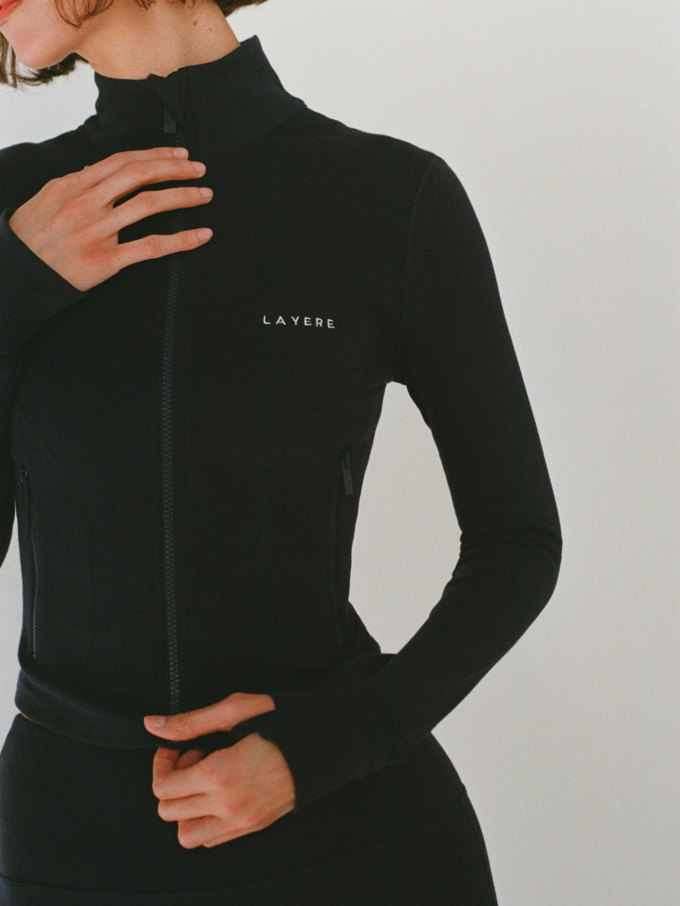 organic cotton zip jacket - black