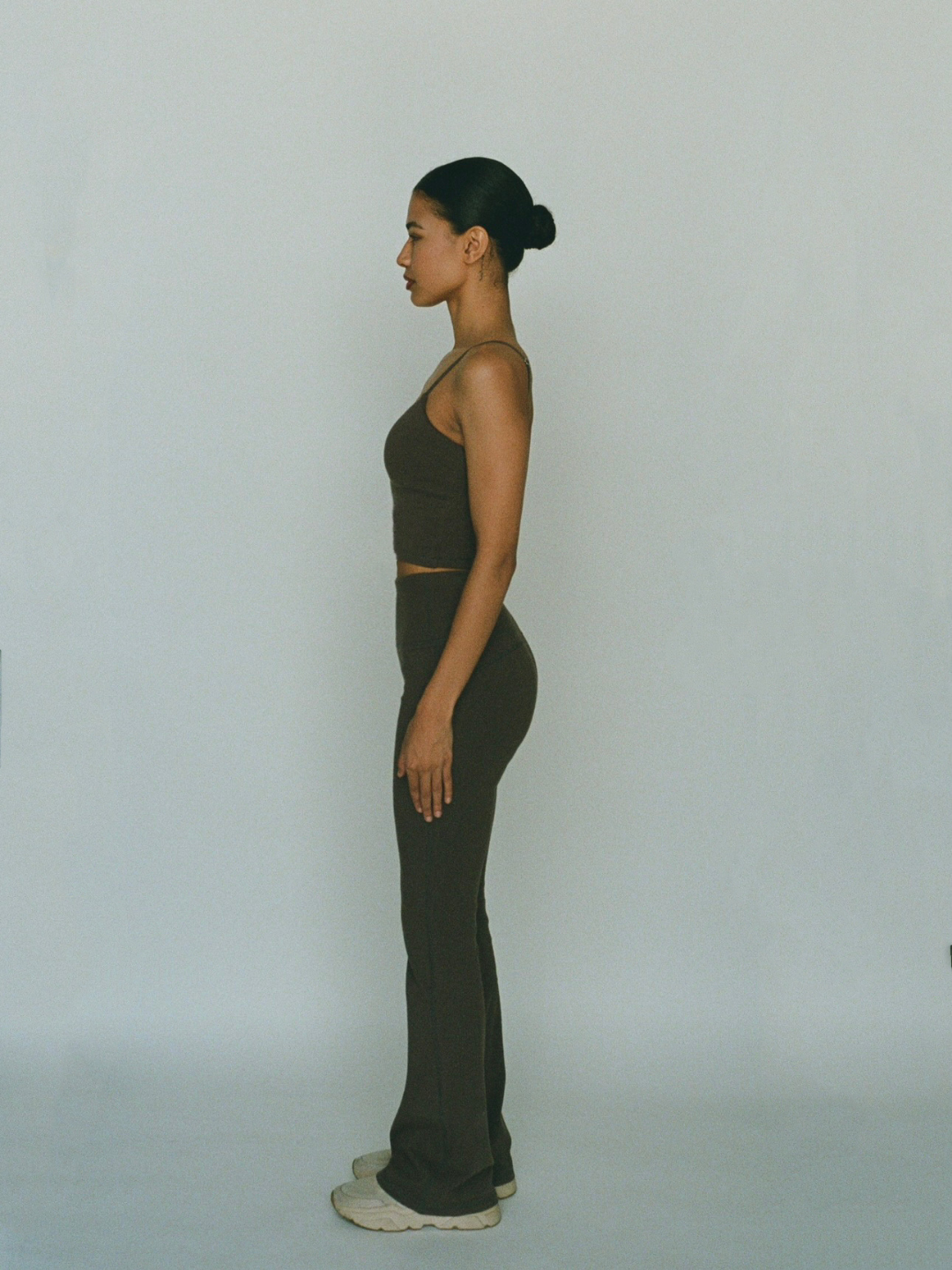 organic cotton flare leggings - espresso brown