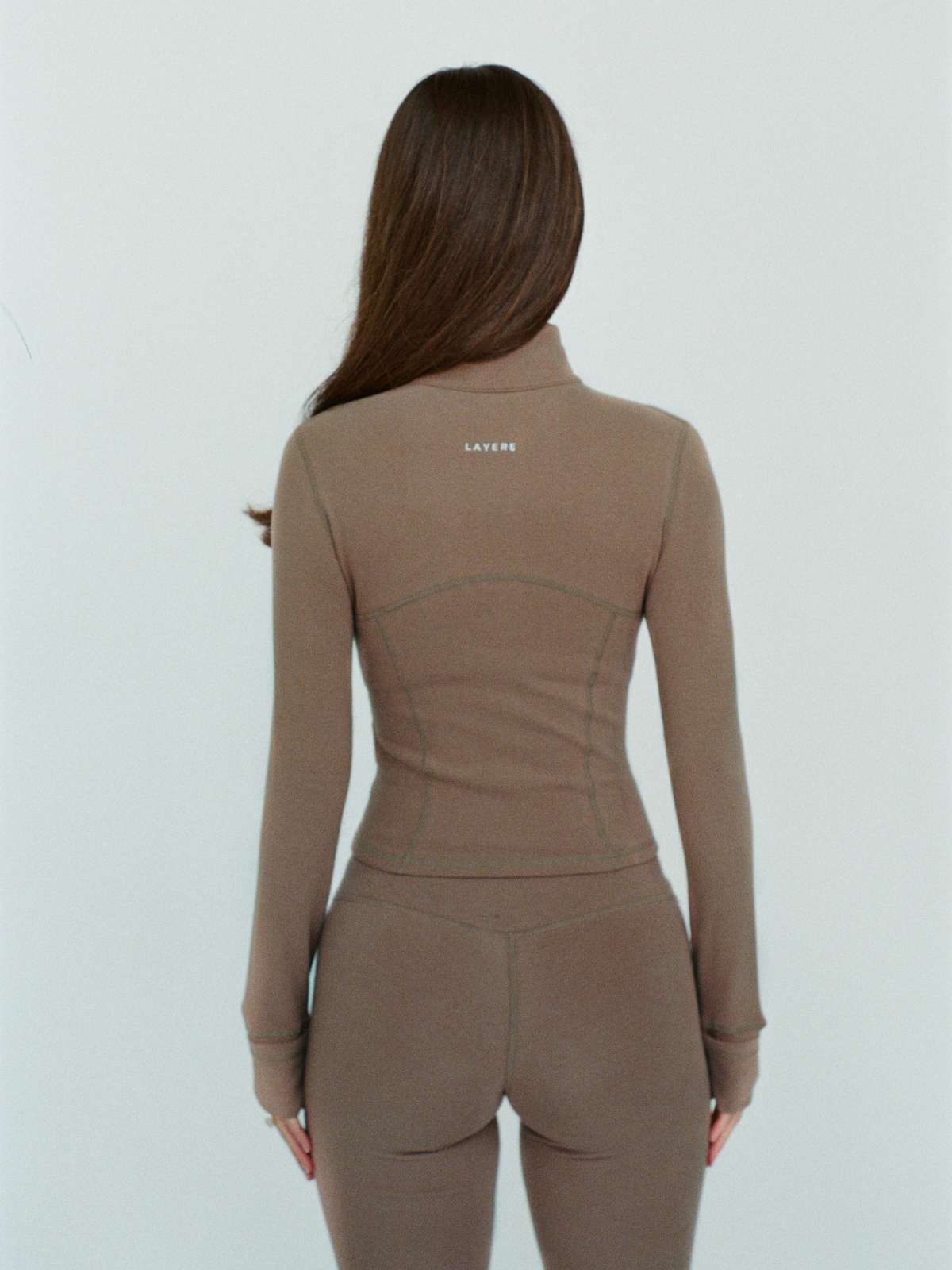 organic cotton zip jacket - cacao