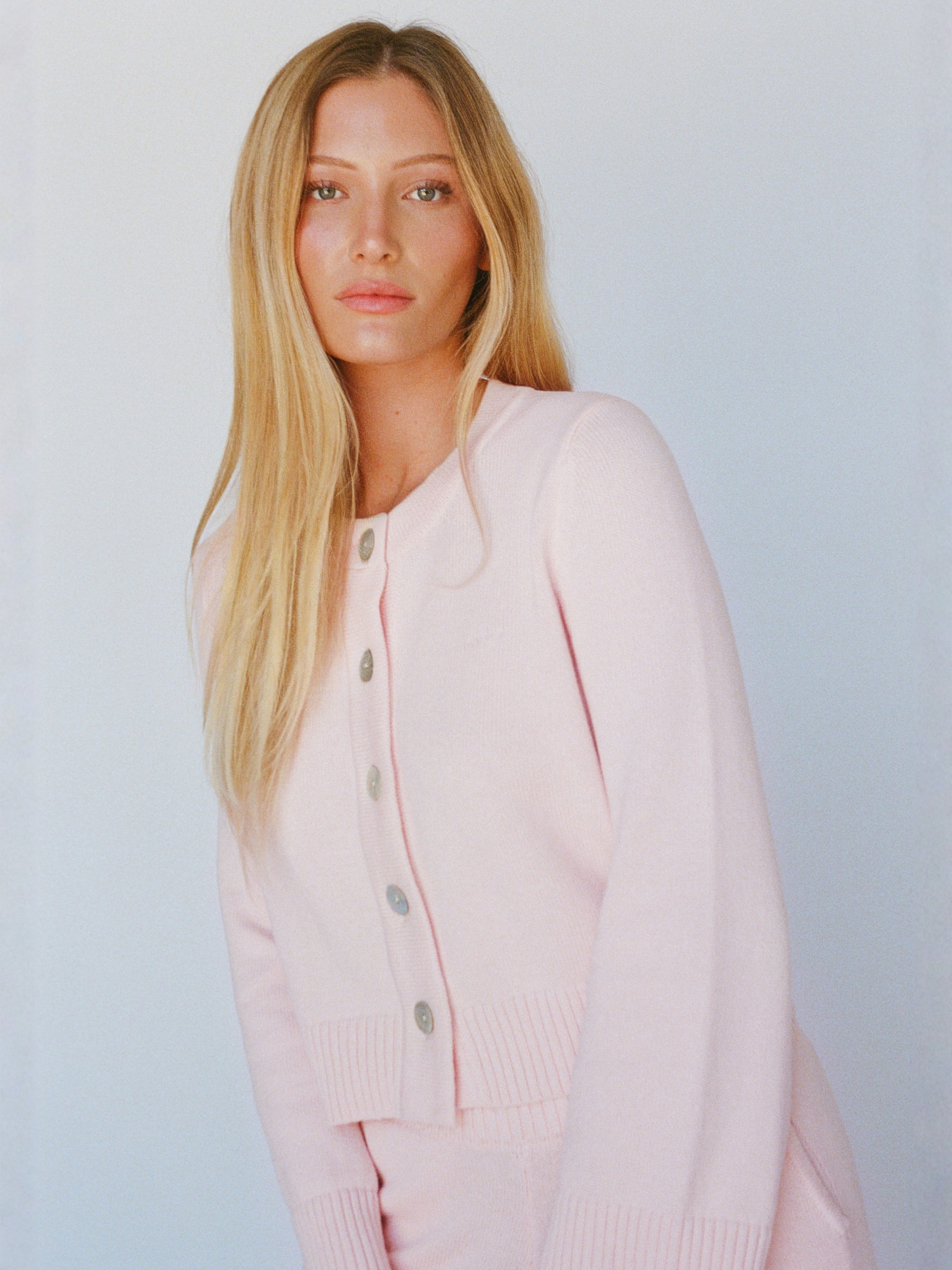 organic cotton cashmere cardigan - ballerina pink