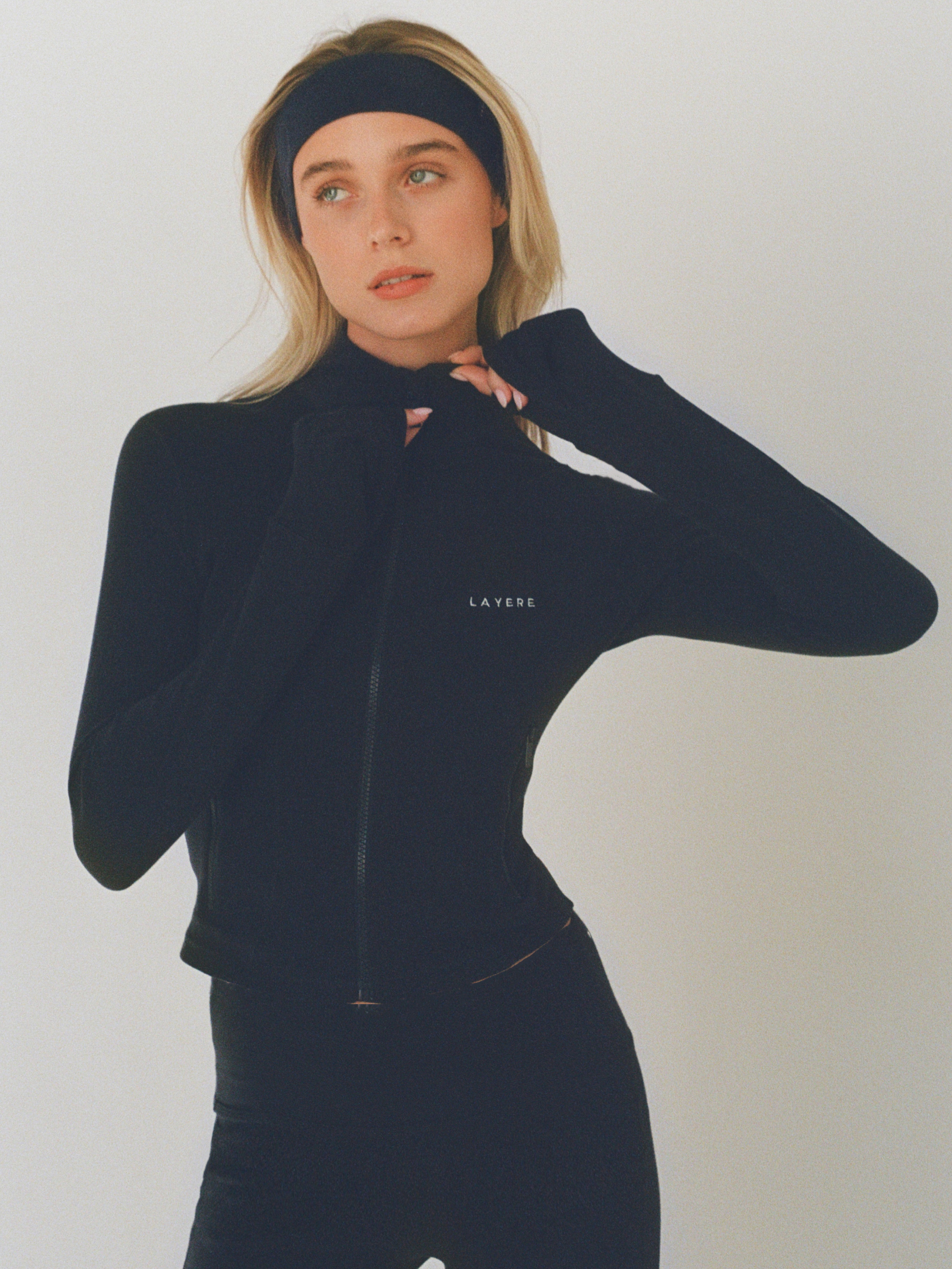 organic cotton zip jacket - navy blue