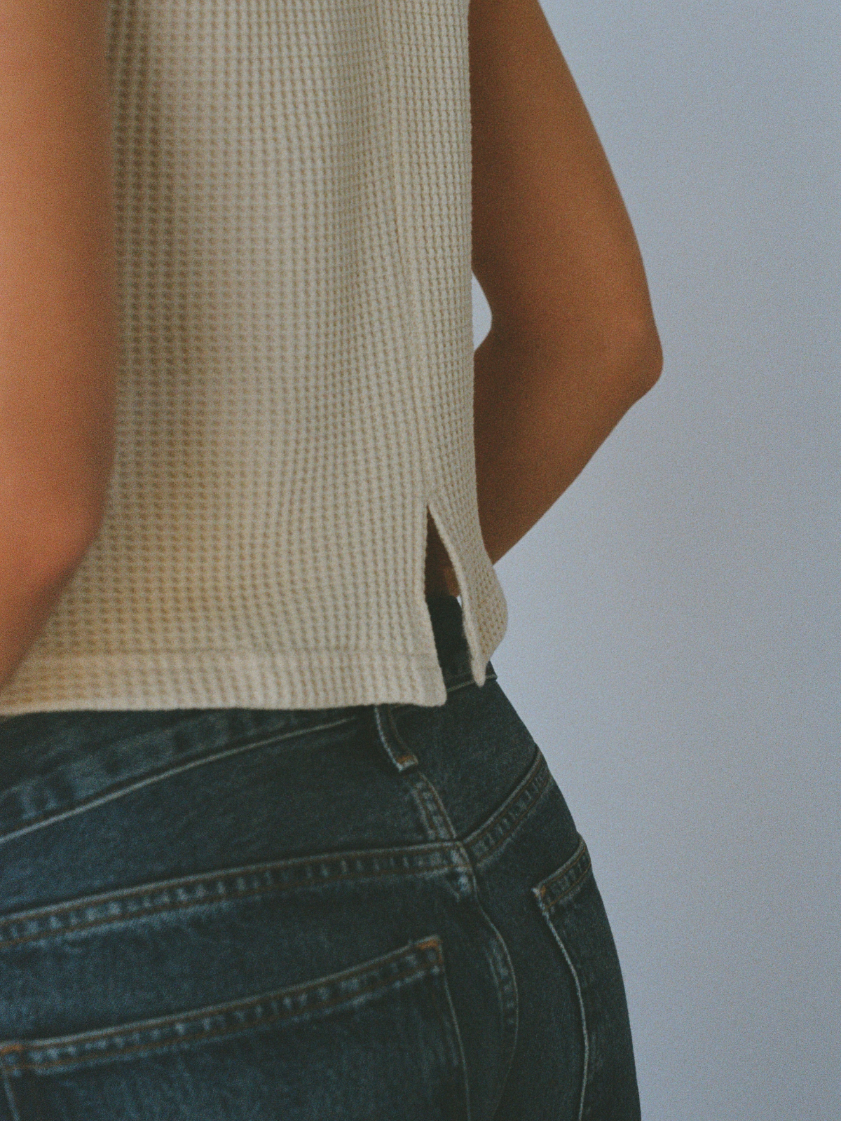 100% organic cotton waffle vest - butter yellow