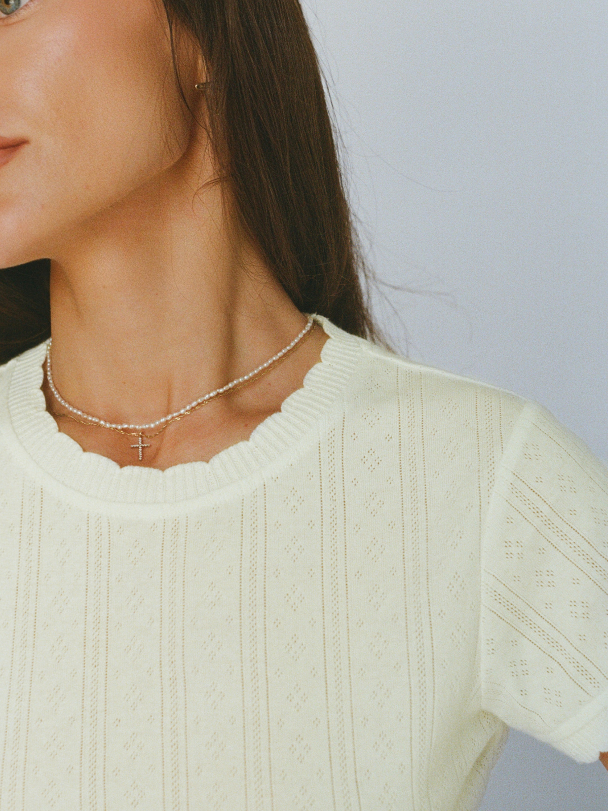 100% organic cotton pointelle tee - lemon meringue