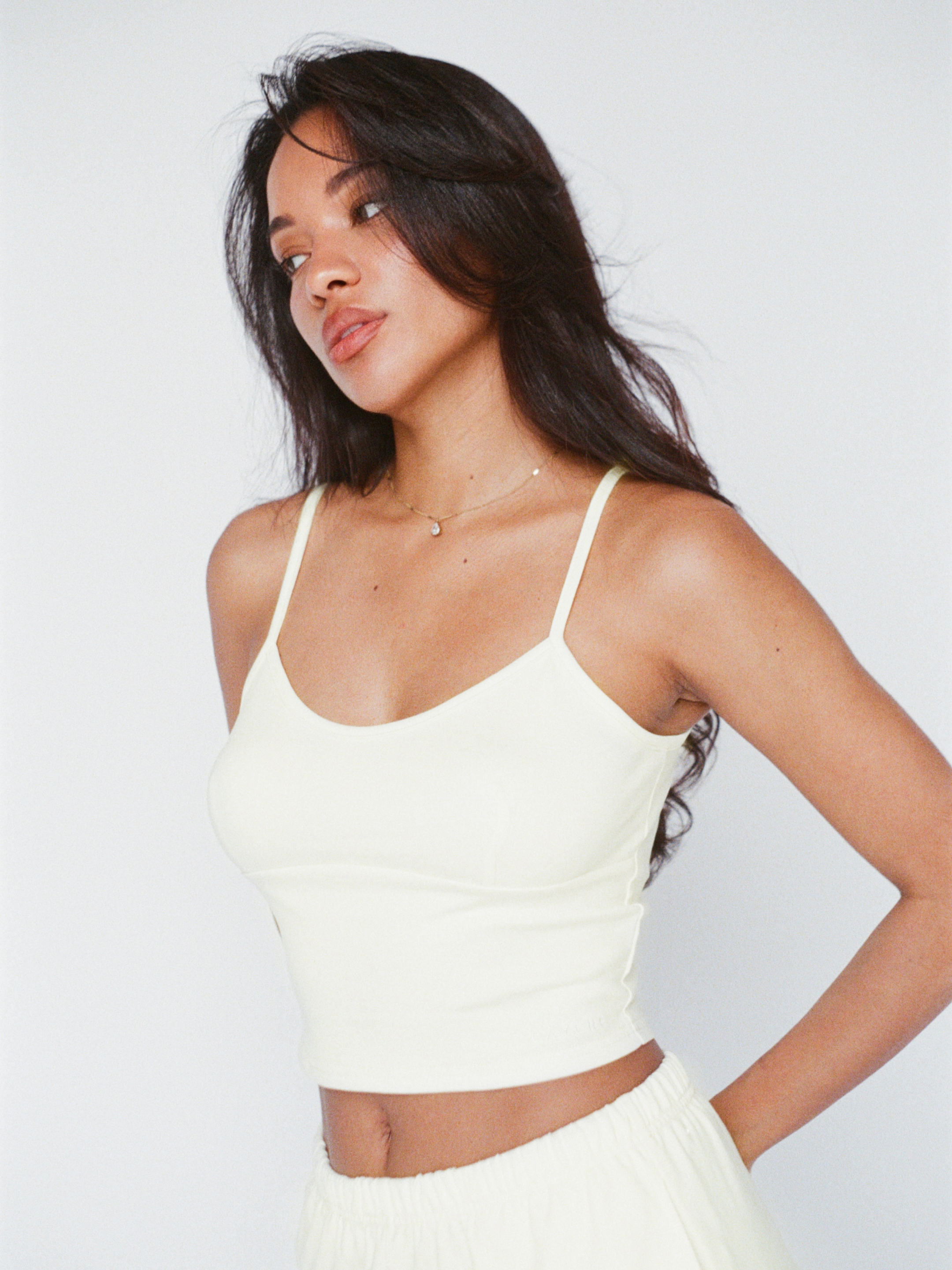 100% organic cotton strap top - butter yellow