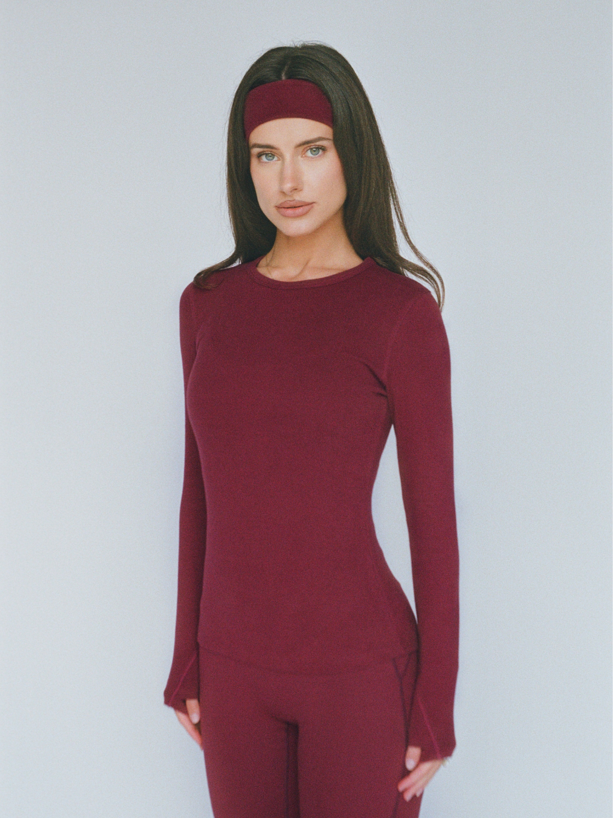 organic cotton long sleeve top – cherry red