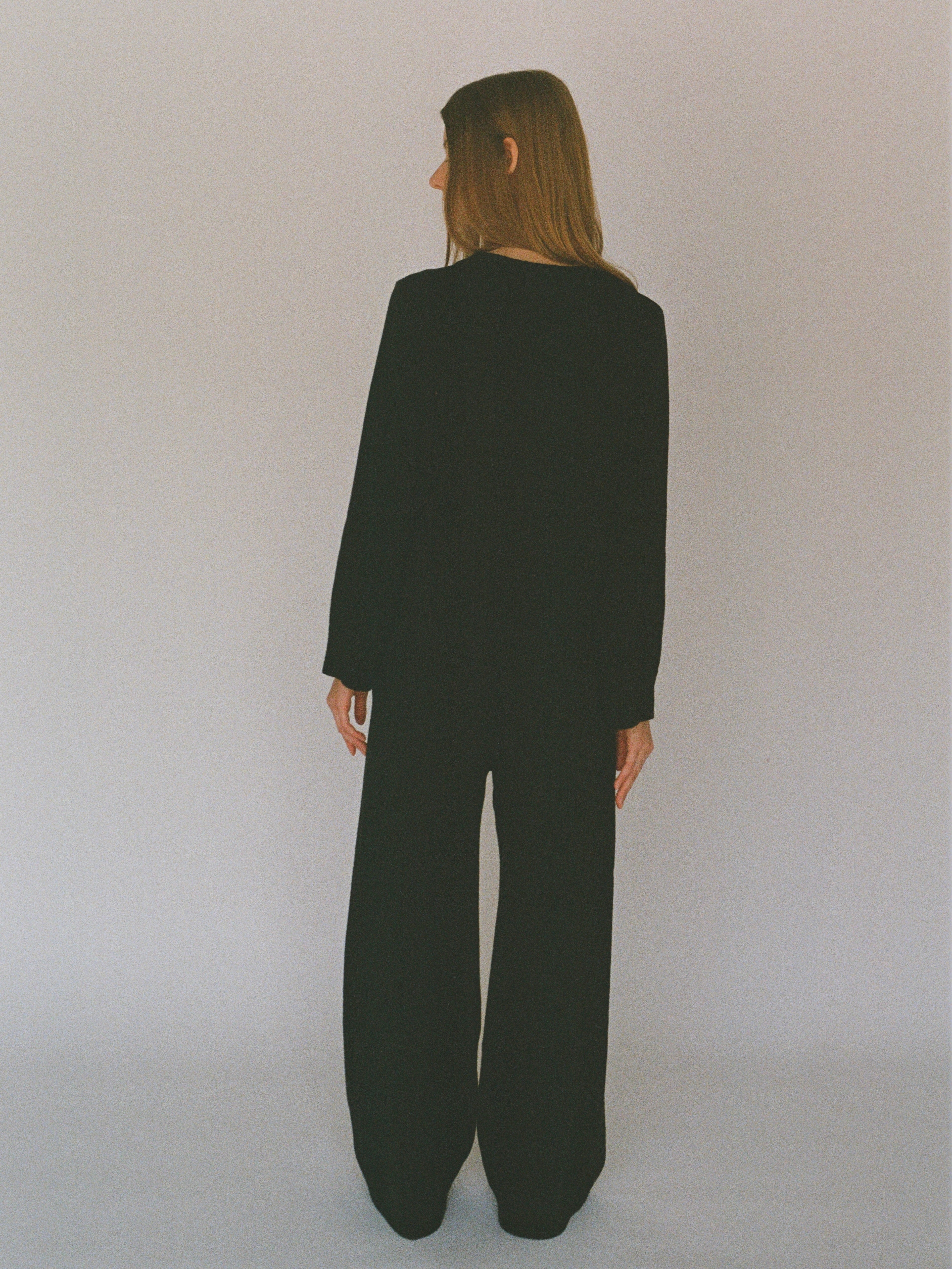 organic cotton cashmere wide pant - black