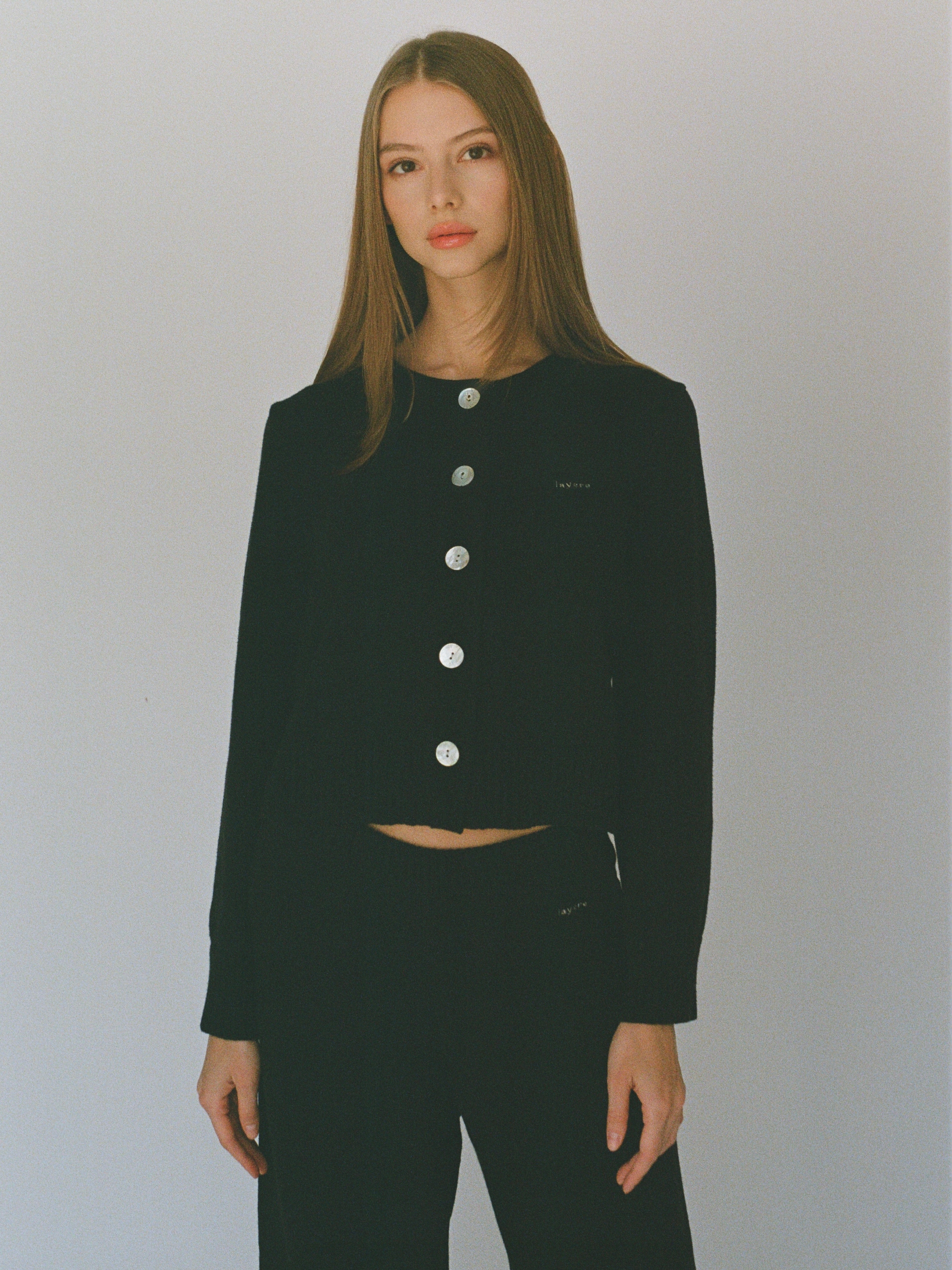 organic cotton cashmere cardigan - black