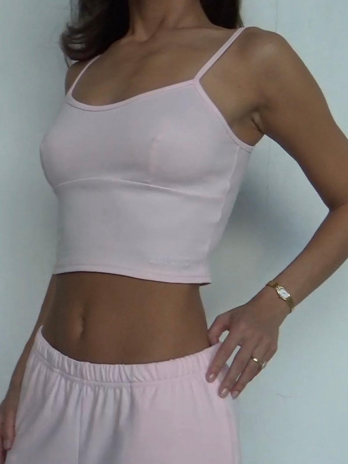 100% organic cotton strap top - ballerina pink