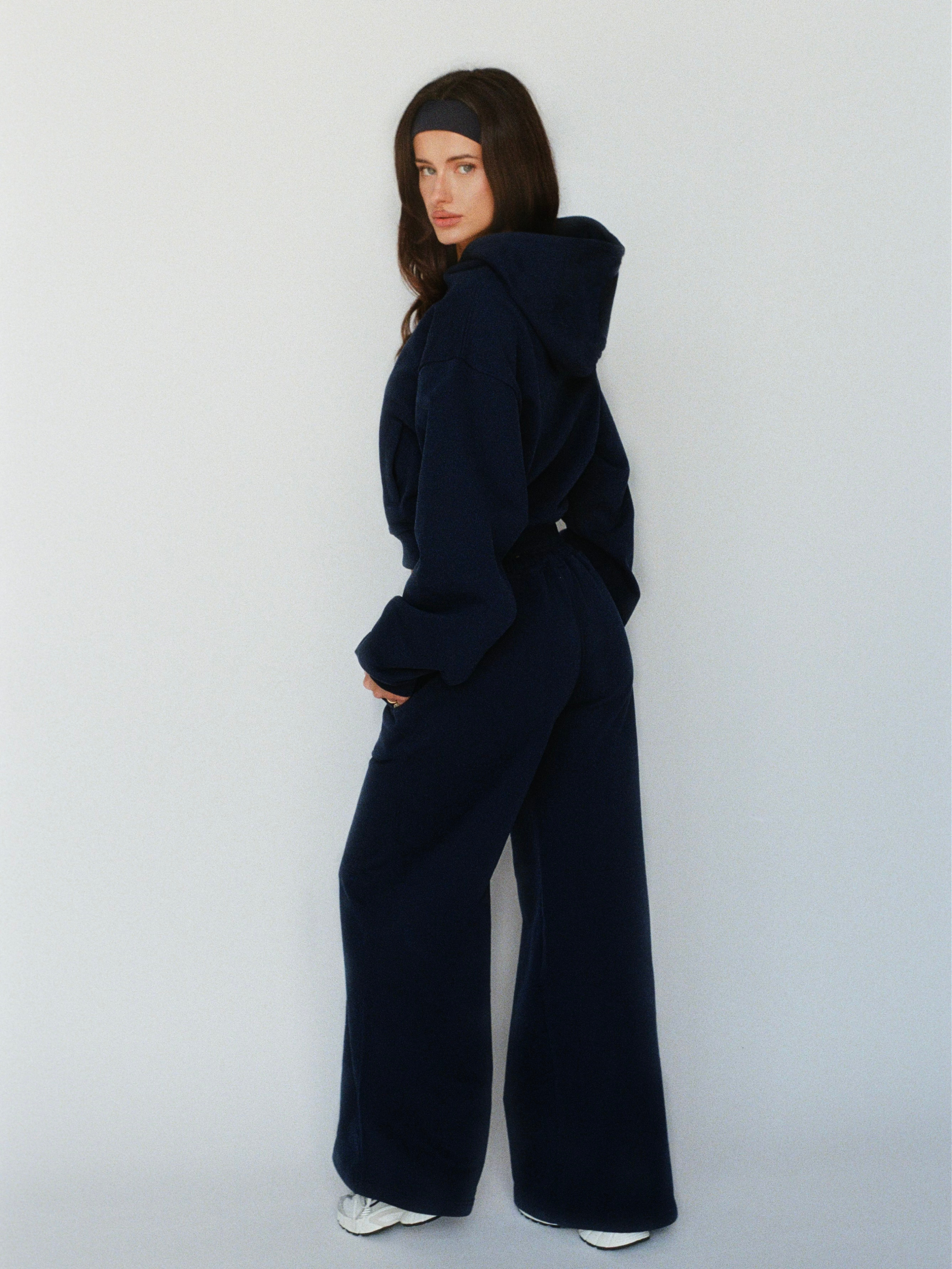 100% organic cotton wide pant - midnight blue
