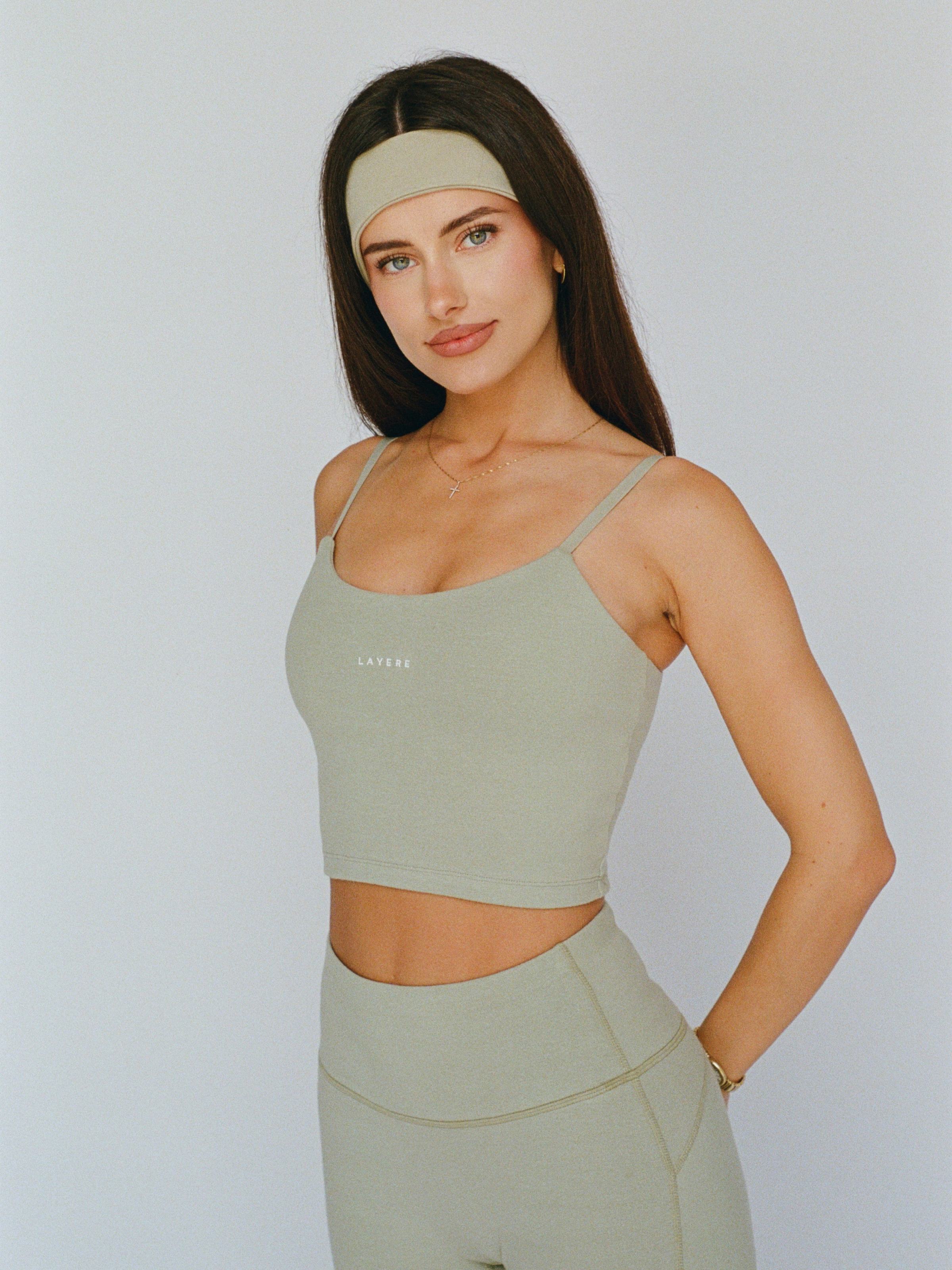 organic cotton sports bra - matcha latte