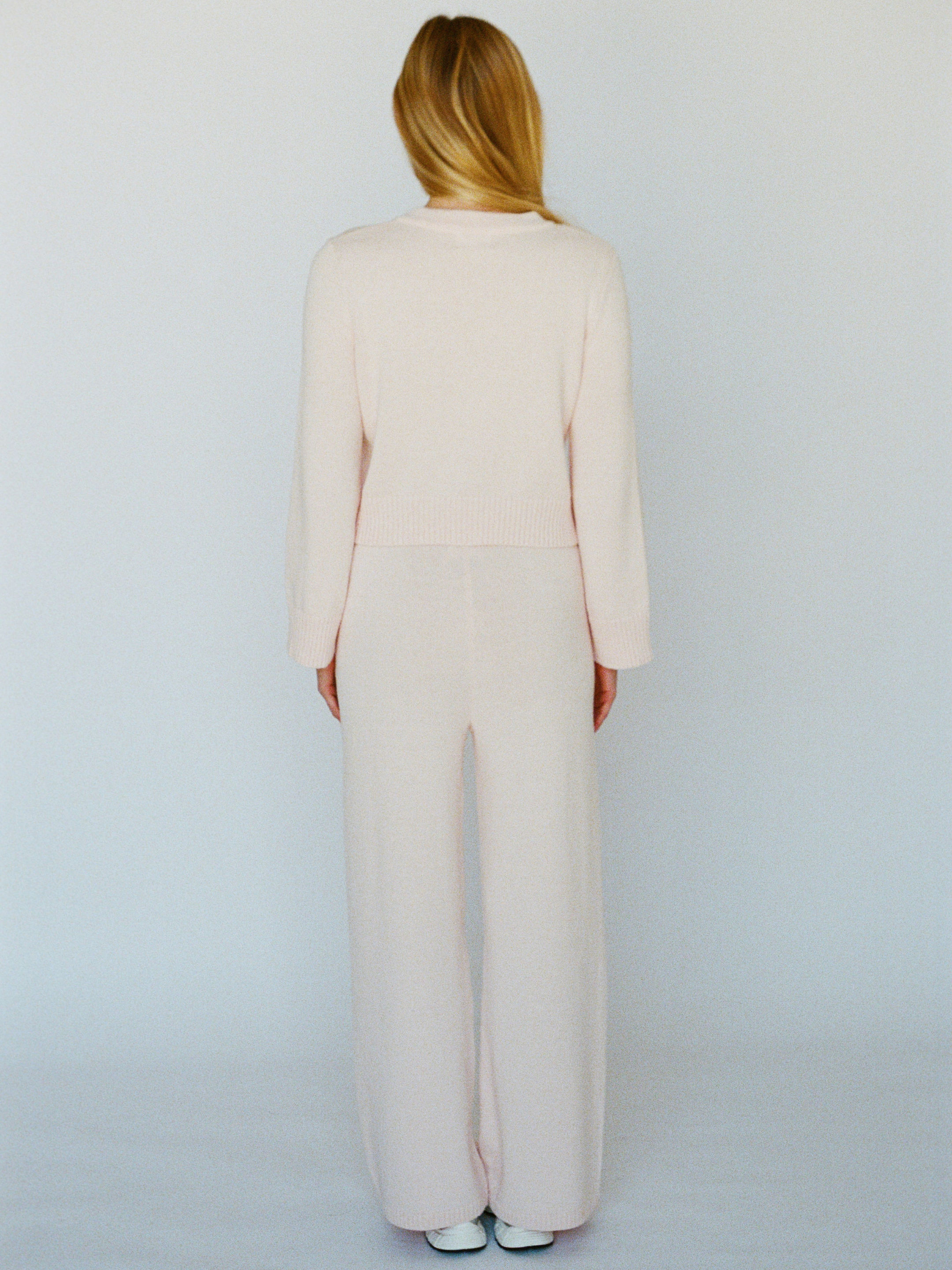 organic cotton cashmere wide pant - ballerina pink