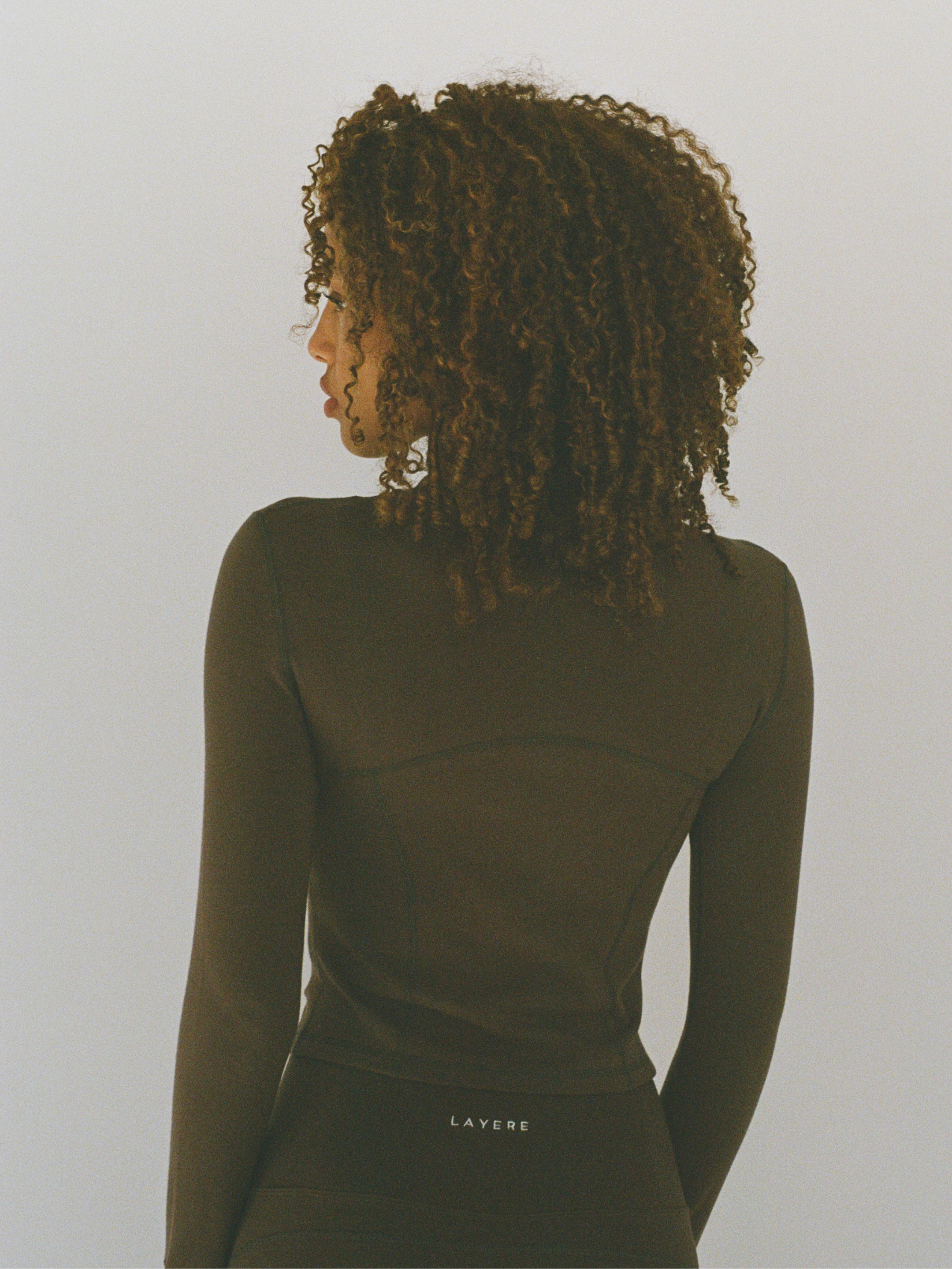 organic cotton zip jacket - espresso brown