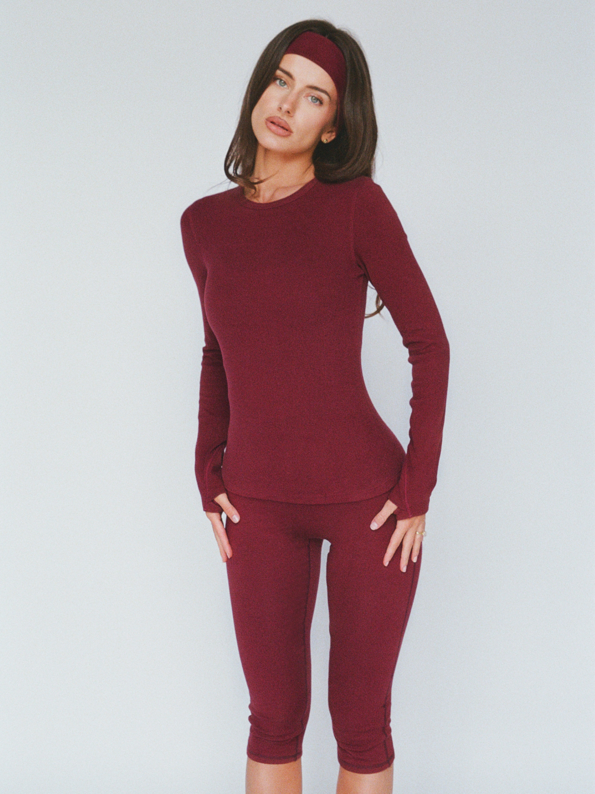 organic cotton long sleeve top – cherry red