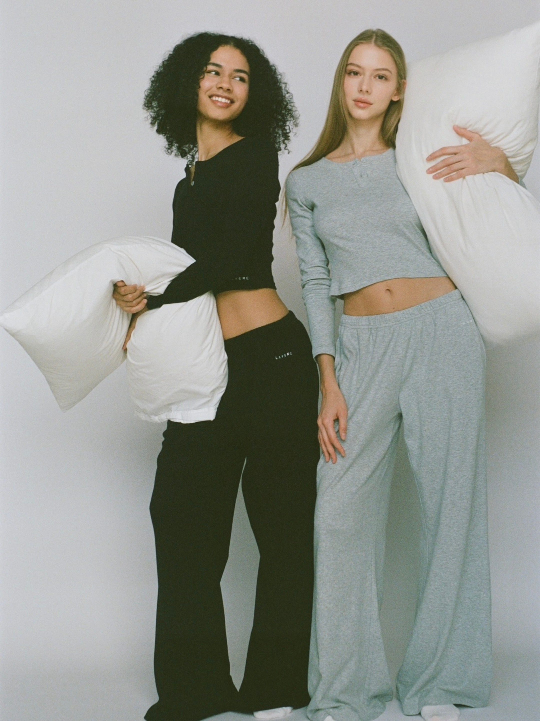 100% organic cotton wide leg pants - light grey