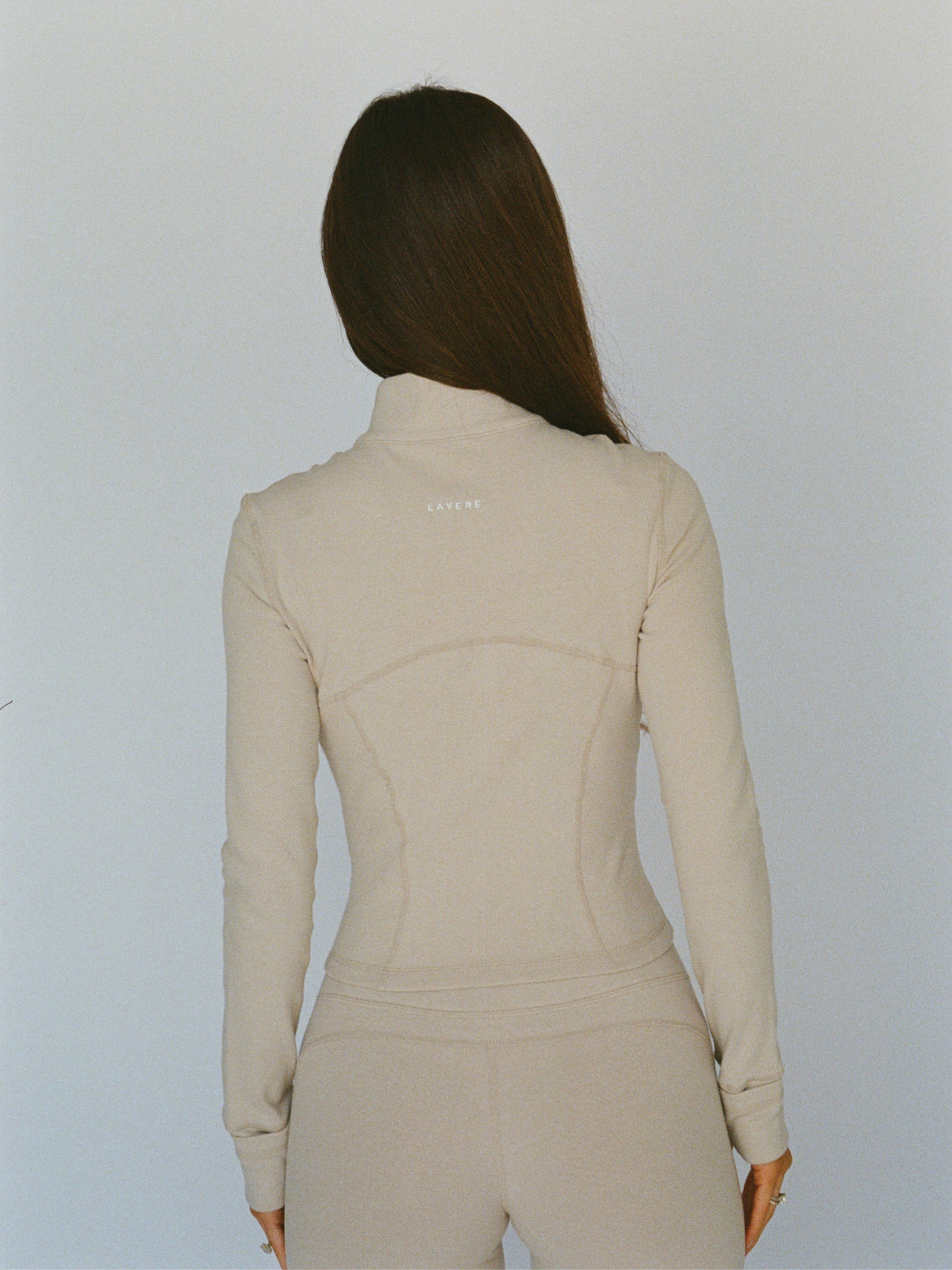 organic cotton zip jacket - oat