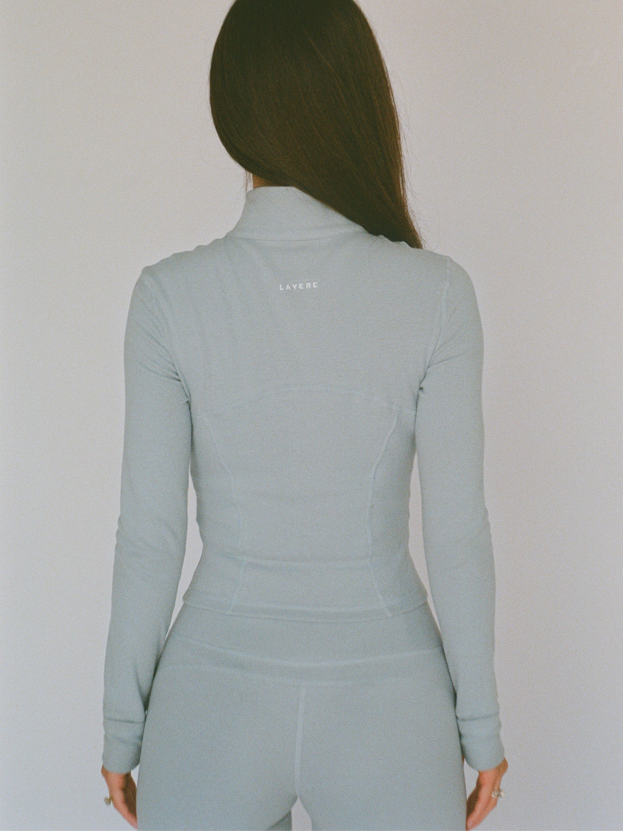 organic cotton zip jacket - powder blue