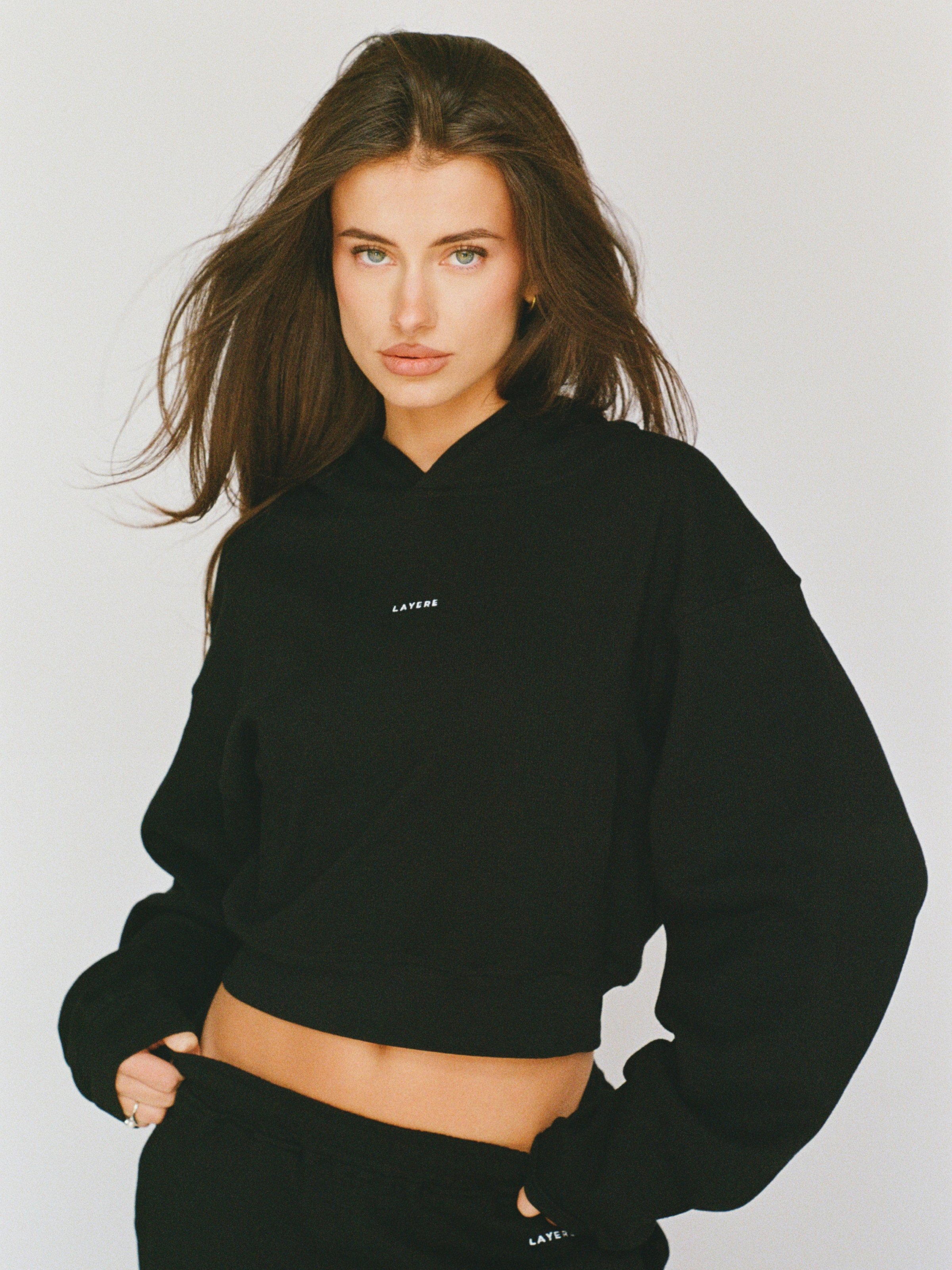 100% organic cotton micro waffle pant - black