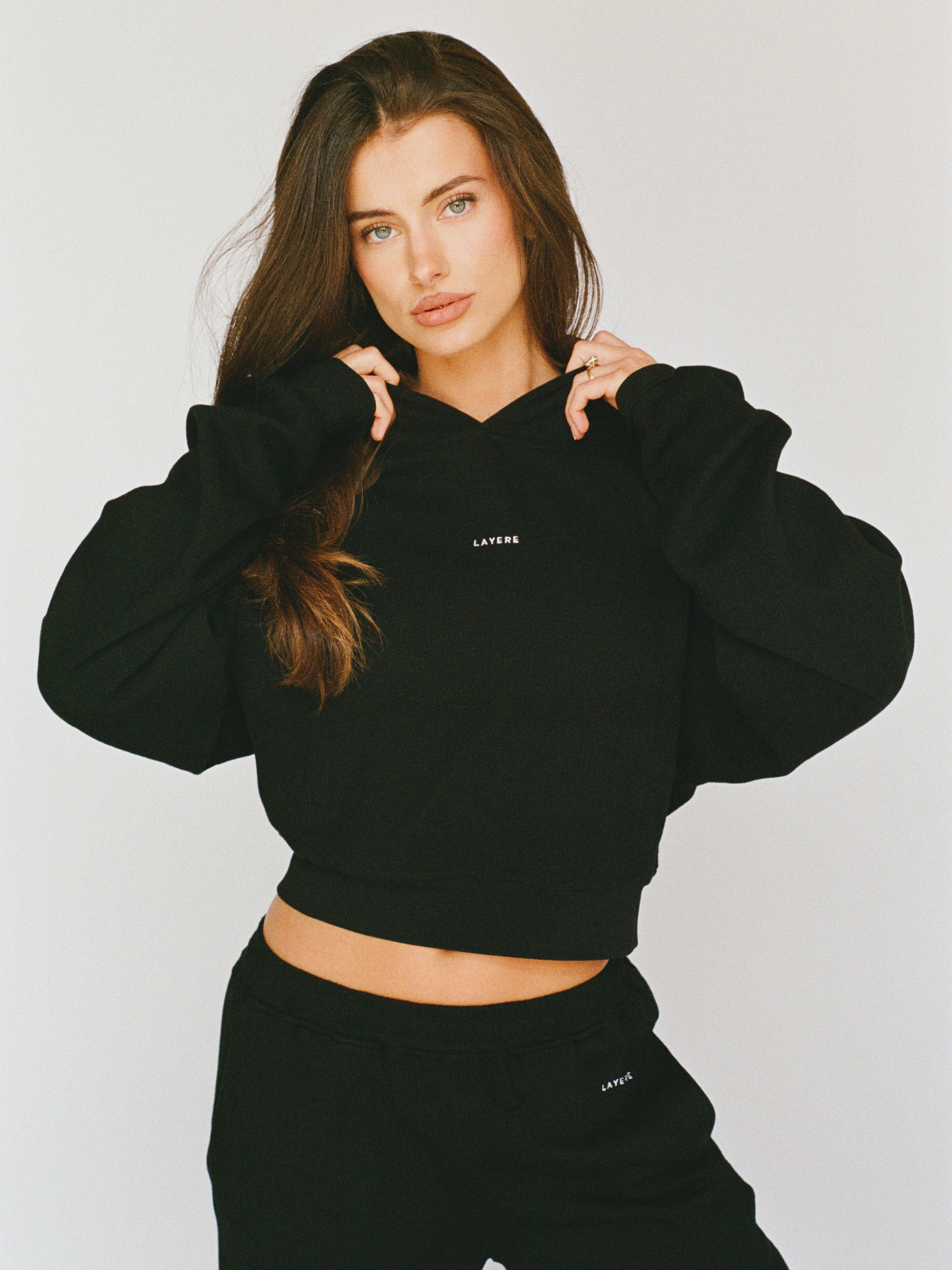 100% organic cotton micro waffle pant - black