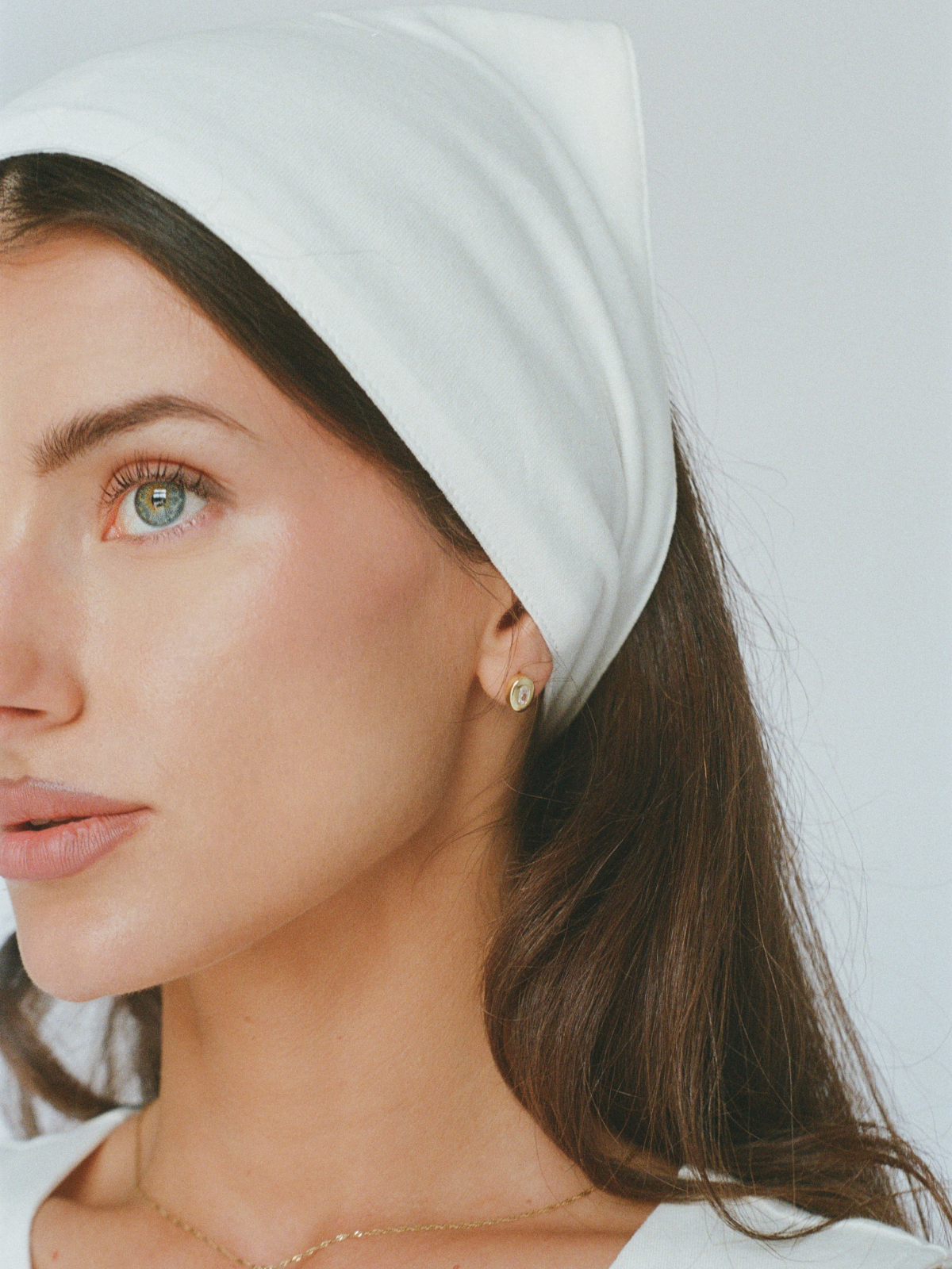 organic cotton linen headscarf – white