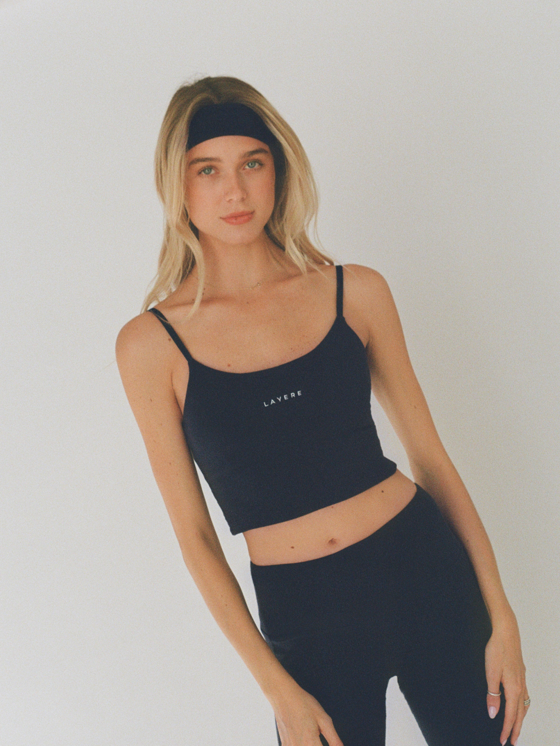 organic cotton sports bra - navy blue