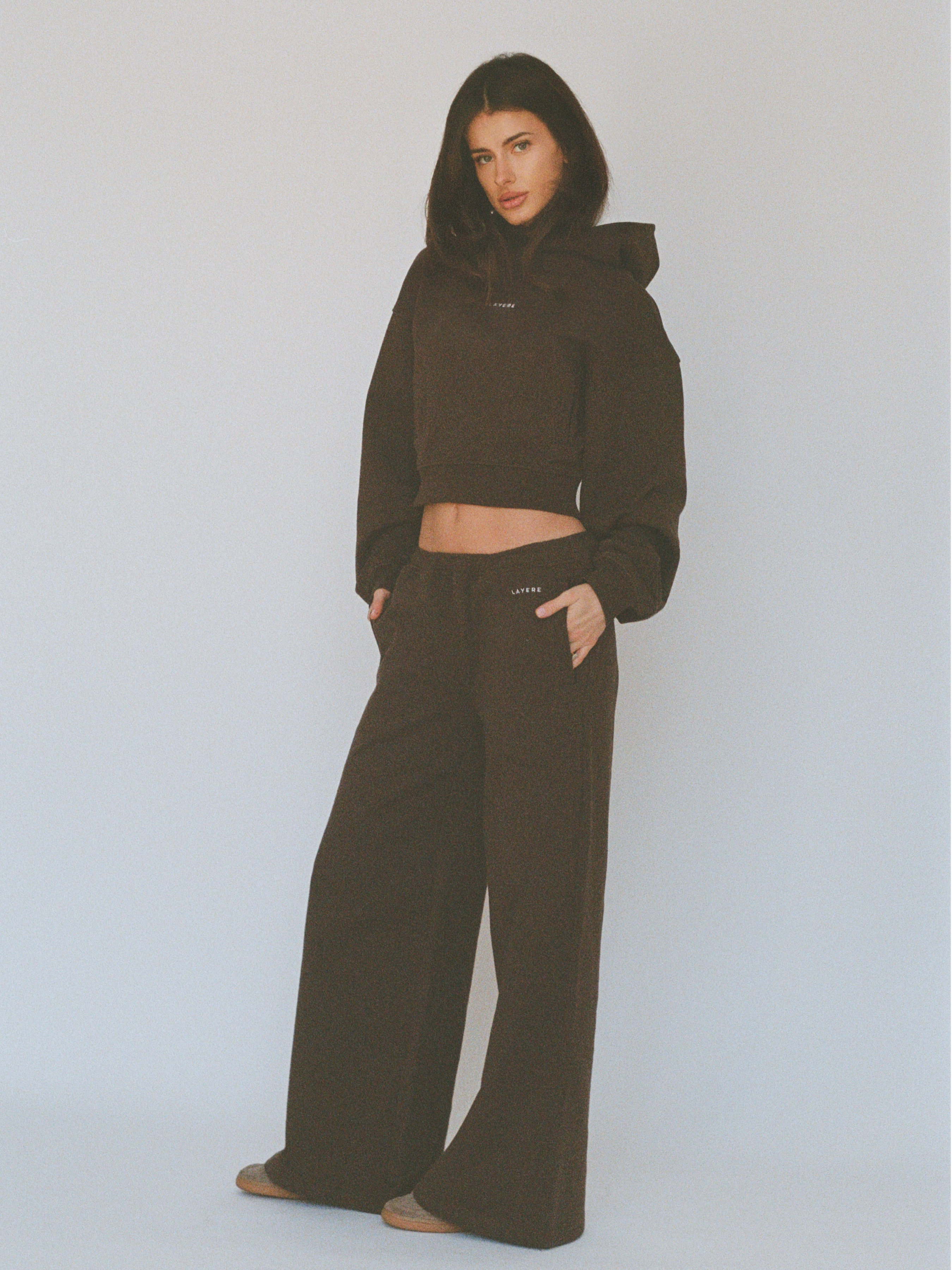 100% organic cotton wide pant - chocolate brown
