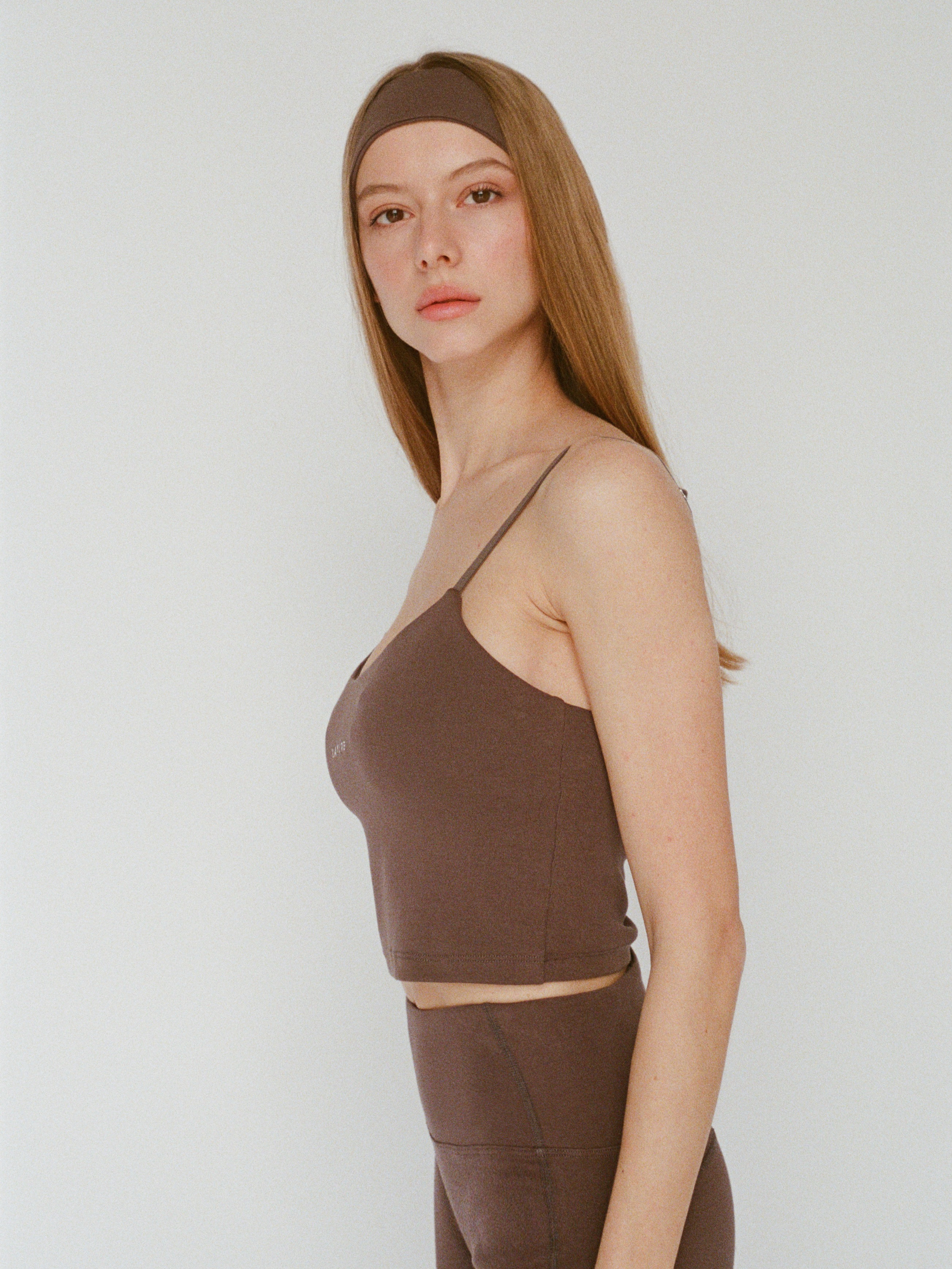 organic cotton sports bra - espresso brown