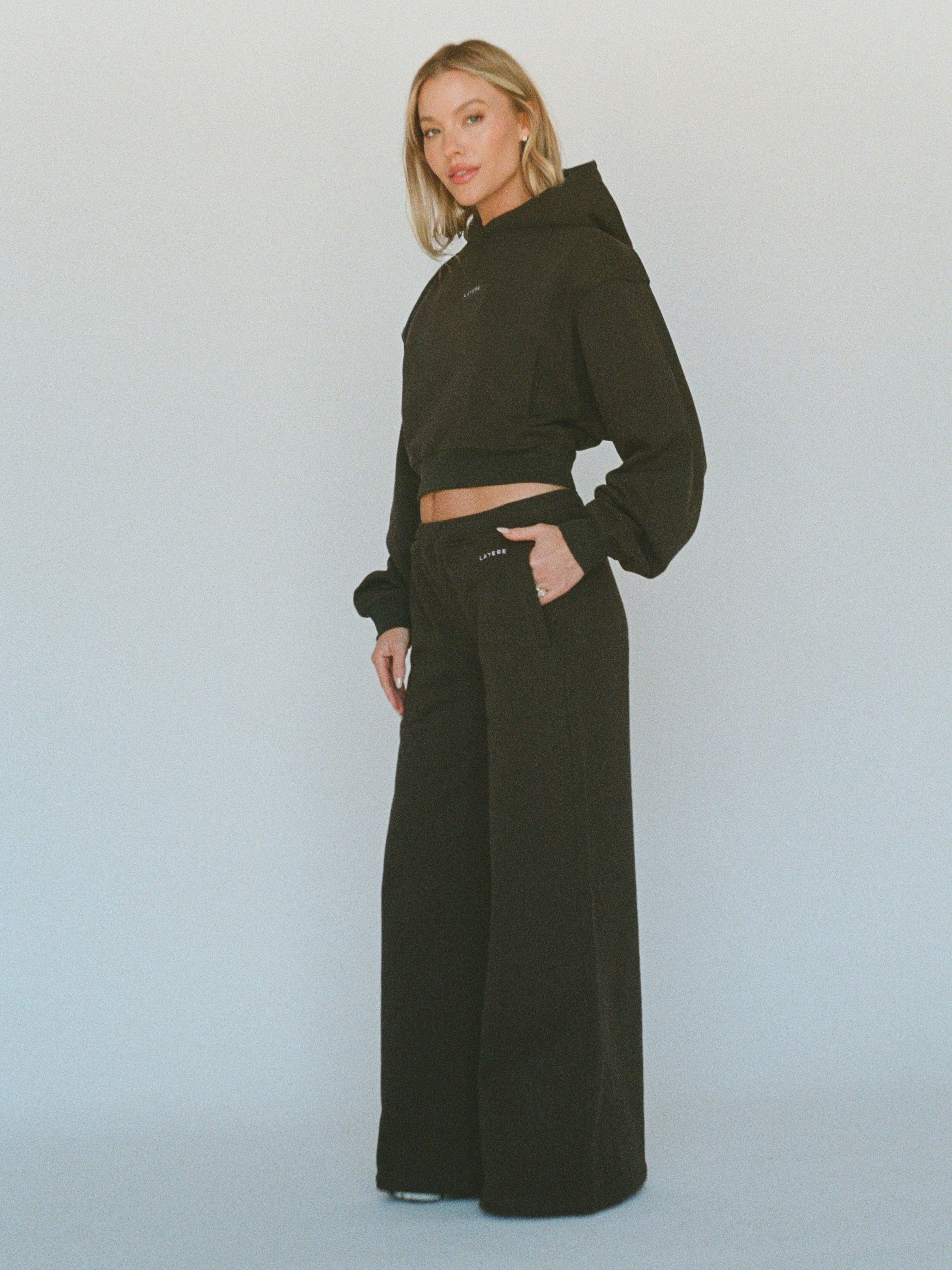 100% organic cotton wide pant - charcoal
