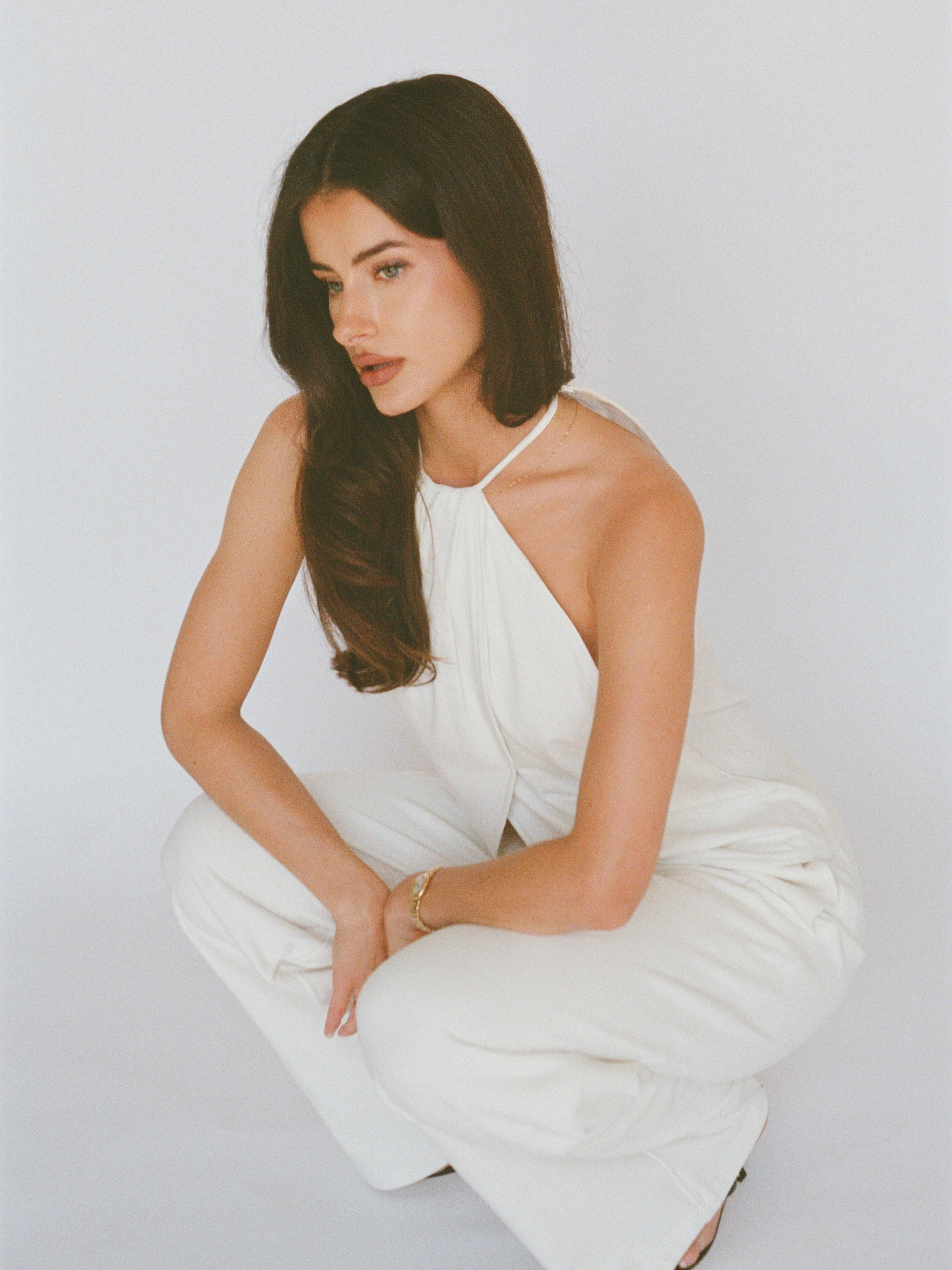 organic cotton linen tulip top – white