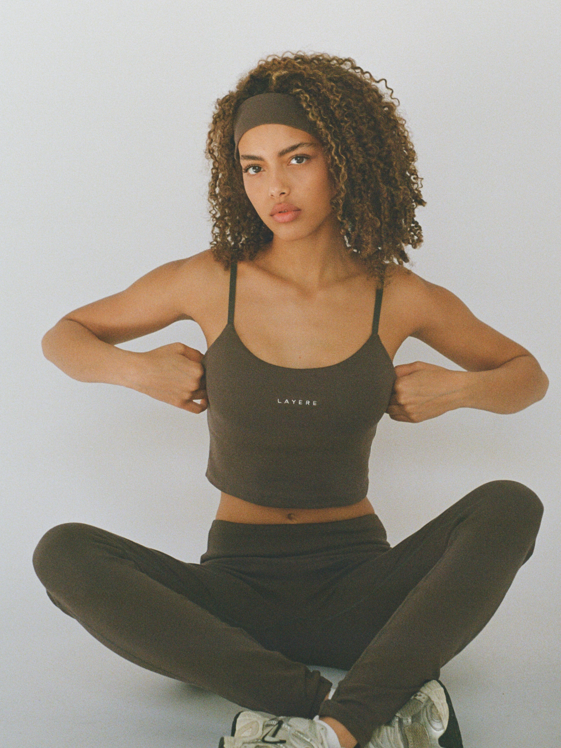 organic cotton sports bra - espresso brown