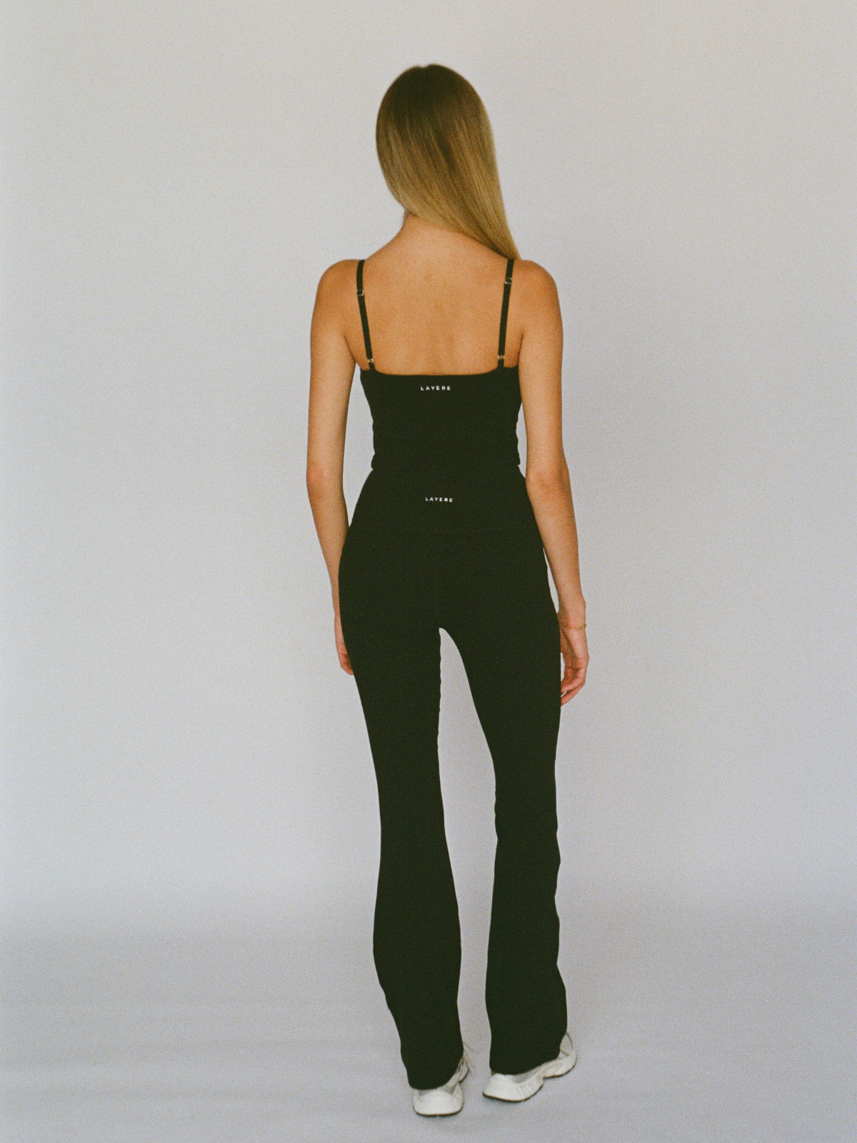 organic cotton flare leggings - black