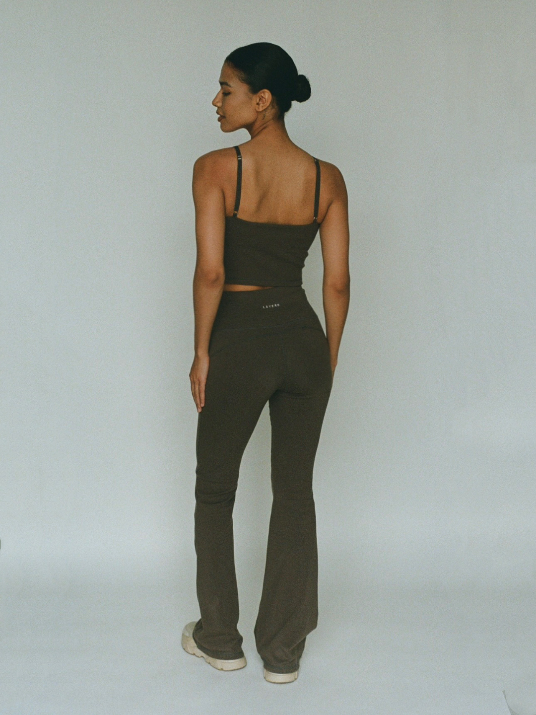 organic cotton flare leggings - espresso brown