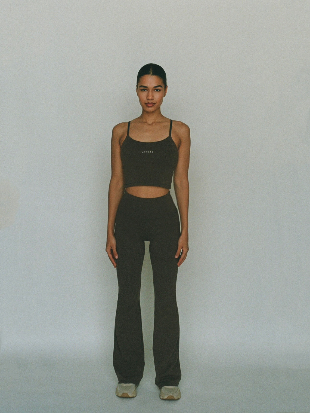 organic cotton flare leggings - espresso brown